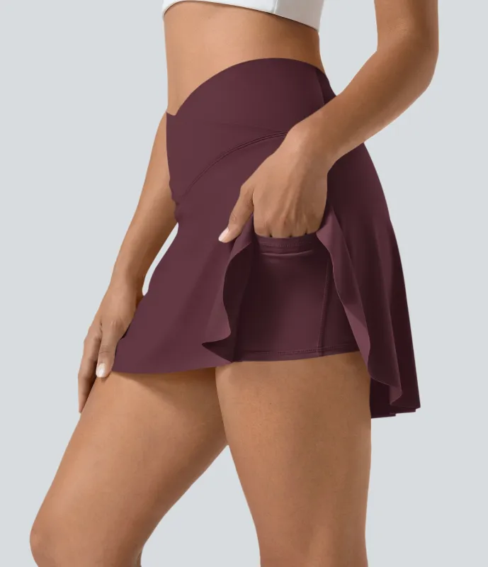 Halara Minifalda tenis Softlyzero™ Airy Crossover 2 en 1 bolsillo lateral tacto fresco tacto suave diario Lucid-UPF 50+ - Berry Red - L sold by Halara