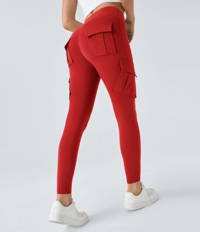 Halara Leggings yoga ajustado bolsillo cargo tiro alto - Valiant Poppy - XS(7/8) sold by Halara