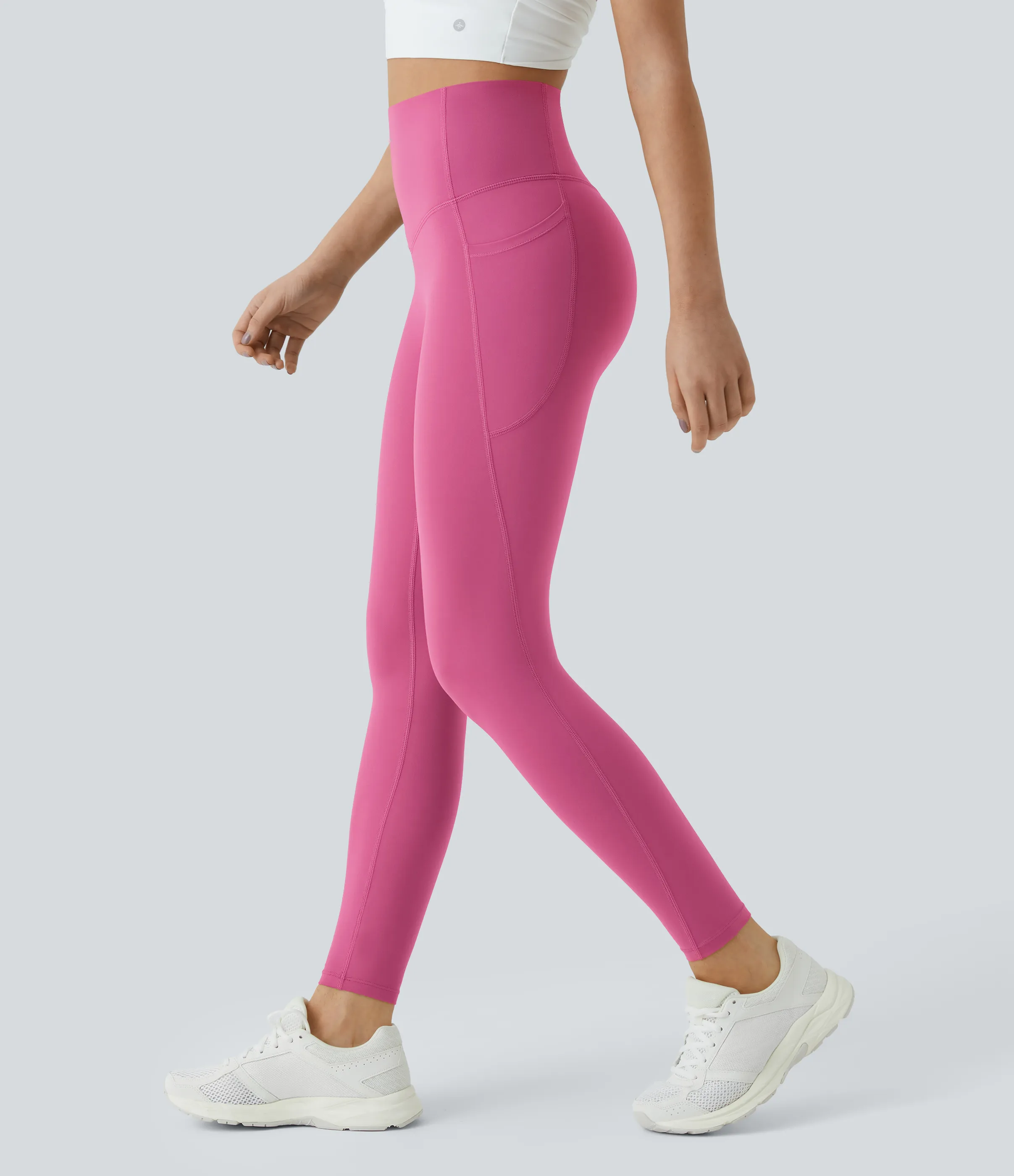 Halara Leggings SoCinched UltraSculpt entrenamiento control abdomen bolsillo lateral tiro alto - Pink Power - XS(7/8) sold by Halara