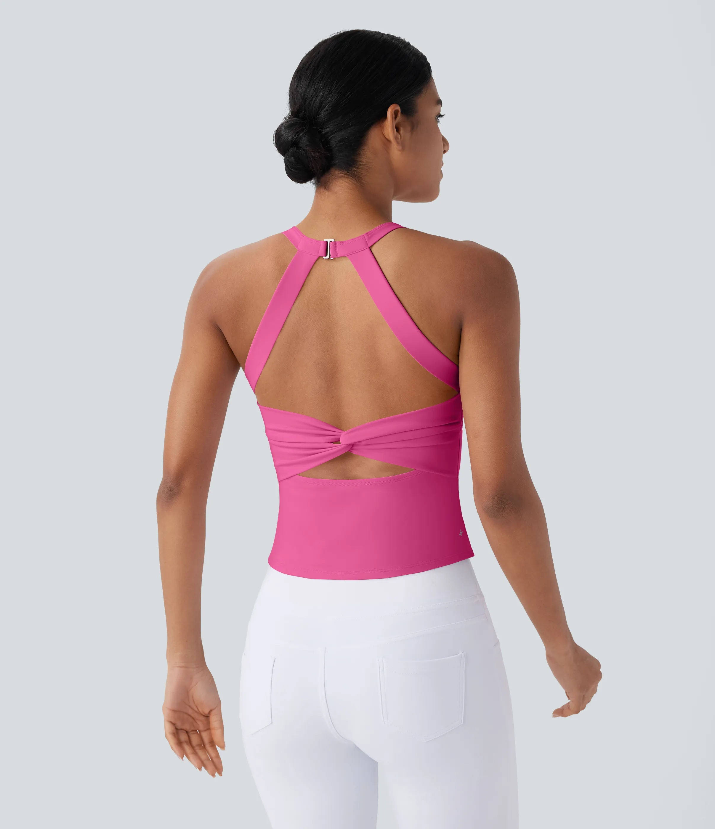 Halara Top de yoga SoftlyZero™ Plush afelpado con abertura en copas D-F - Fuchsia Purple - L sold by Halara