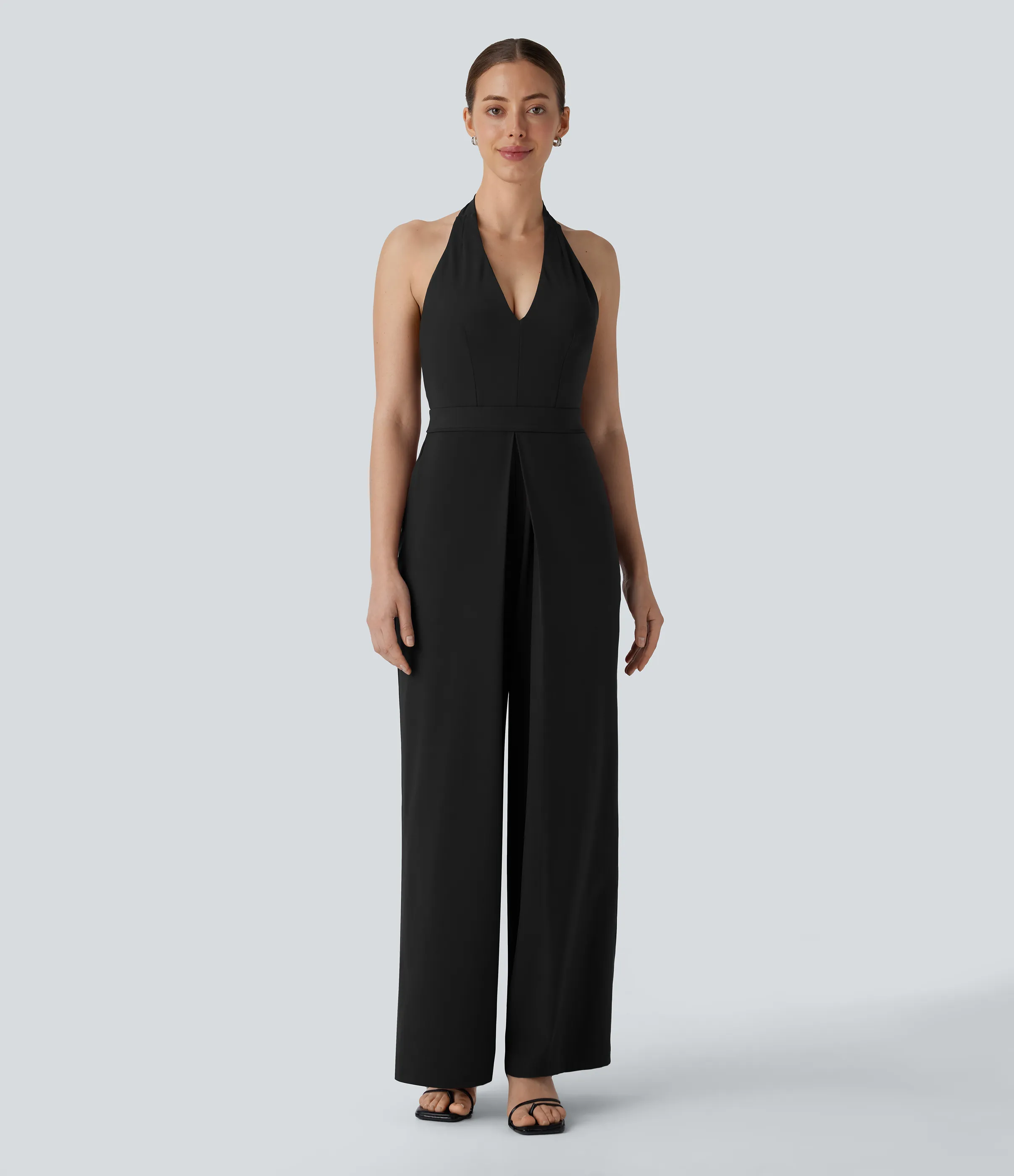 Halara Mono Breezeful™ resort secado rápido cuello halter sin espalda cierre invisible bolsillo lateral - Black - XS(regular) sold by Halara product image thumbnail 3