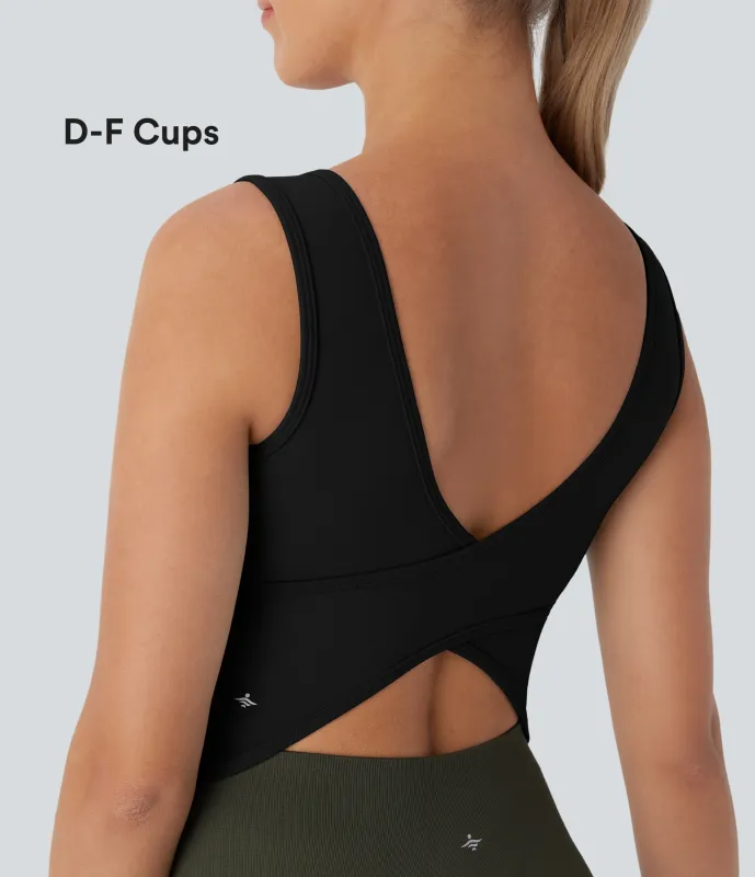 Halara Top de baile con escote en U cruzado en copas D-F - Black - S made by Halara