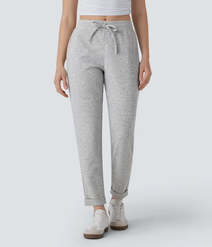 Halara Pantalones deportivos cónicos de tiro medio con cordón - Fog Gray - XL(regular) sold by Halara