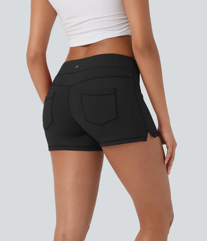Halara Shorts bikers de yoga de tiro bajo de 7.5cm con bolsillos - Black - M made by Halara