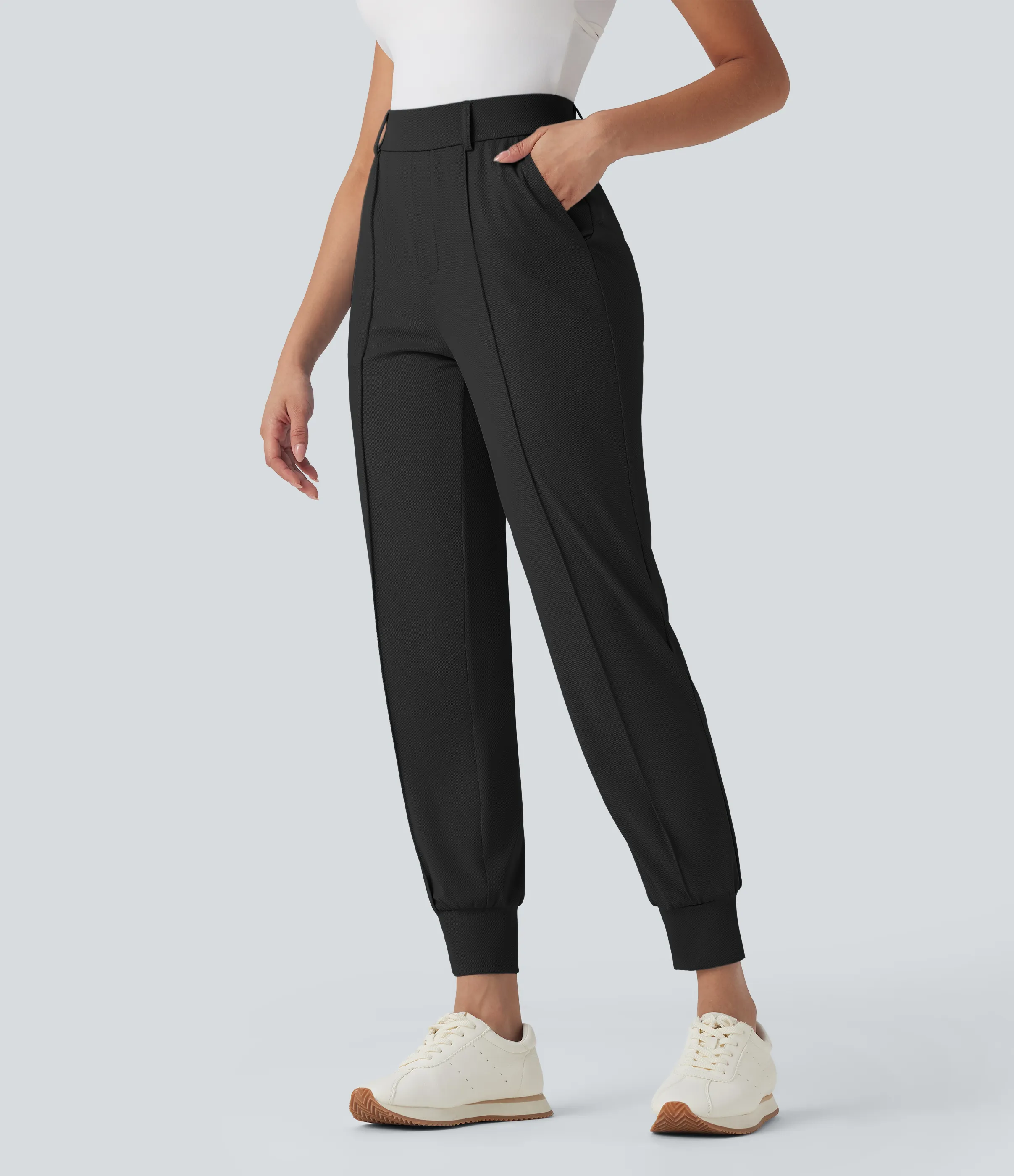 Halara Pantalones deportivos de golf de secado rápido y tiro alto con bolsillos para tee de golf - UPF 40+ - Black - L(regular) sold by Halara product image thumbnail 4