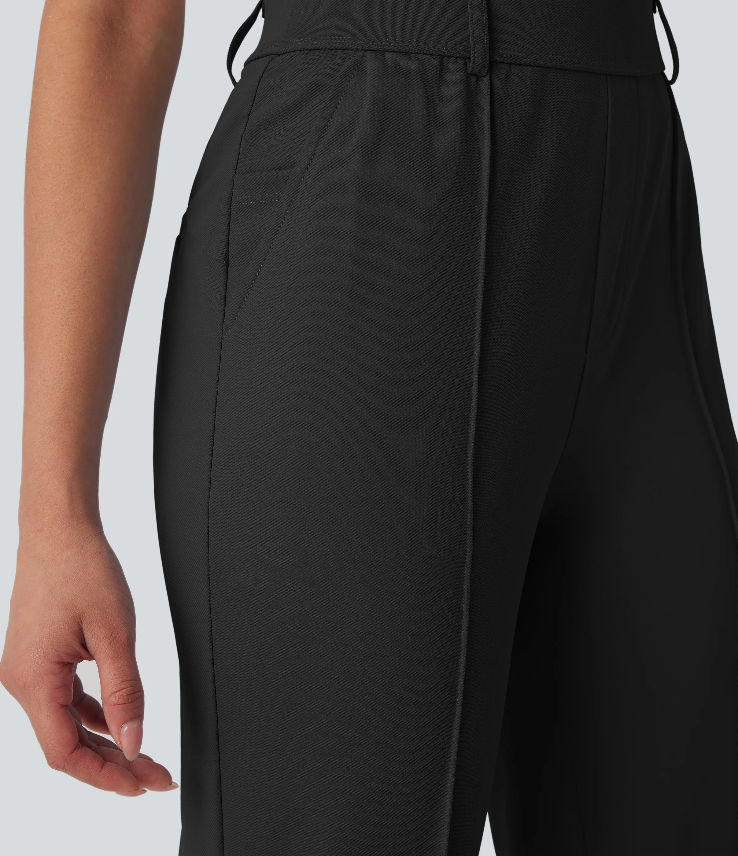 Halara Pantalones deportivos de golf de secado rápido y tiro alto con bolsillos para tee de golf - UPF 40+ - Black - L(regular) sold by Halara product image thumbnail 5