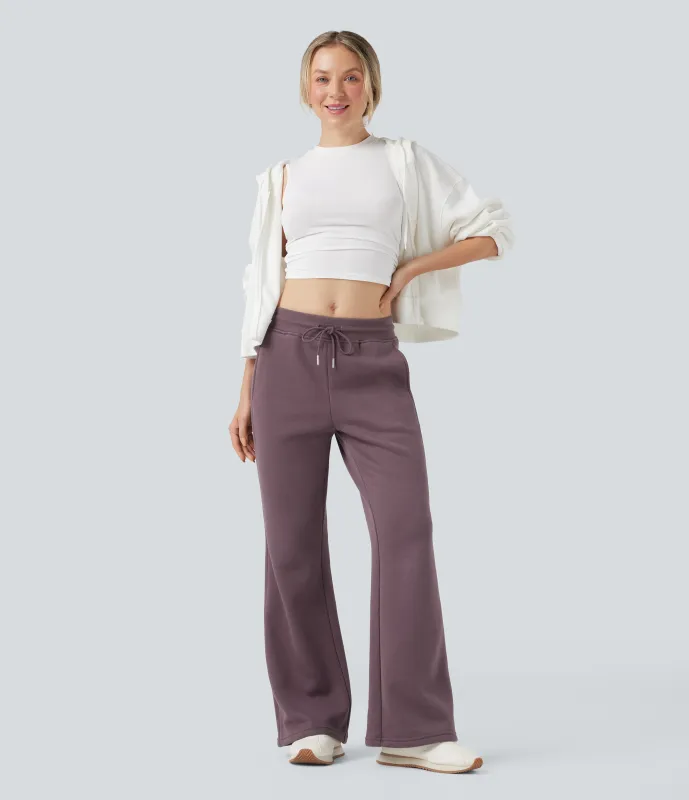 Halara Pantalones casuales acampanados polar de tiro medio con cordón y bolsillos - Flint - XL(regular) sold by Halara