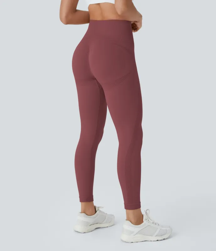 Halara Leggings yoga tiro alto frunce 7/8 flujo sin costura - Apple Butter - M(7/8) sold by Halara