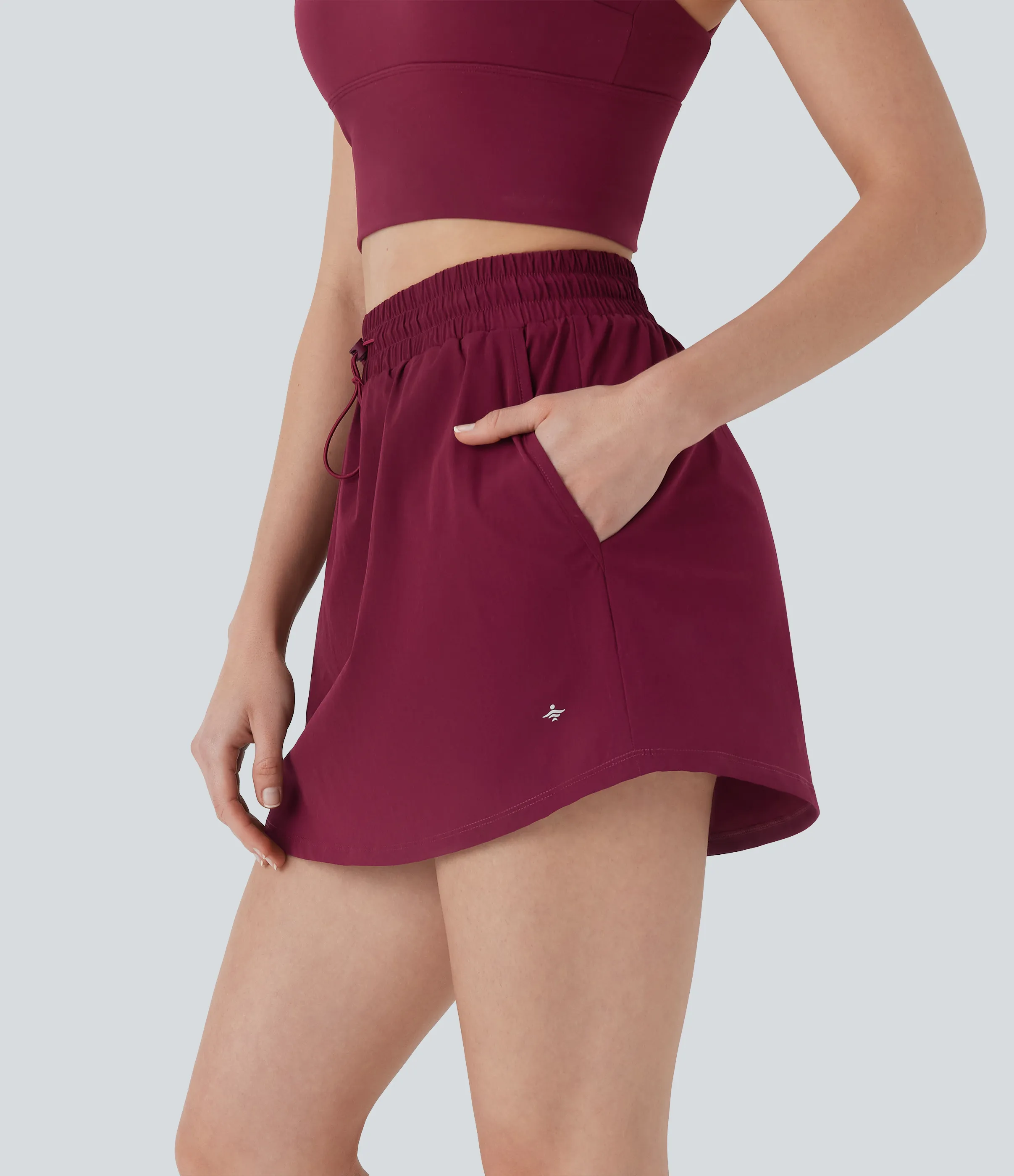 Halara Minifalda de yoga 2 en 1 de tiro alto con cordón y bolsillos - Rhubarb - XS(regular) sold by Halara product image thumbnail 4