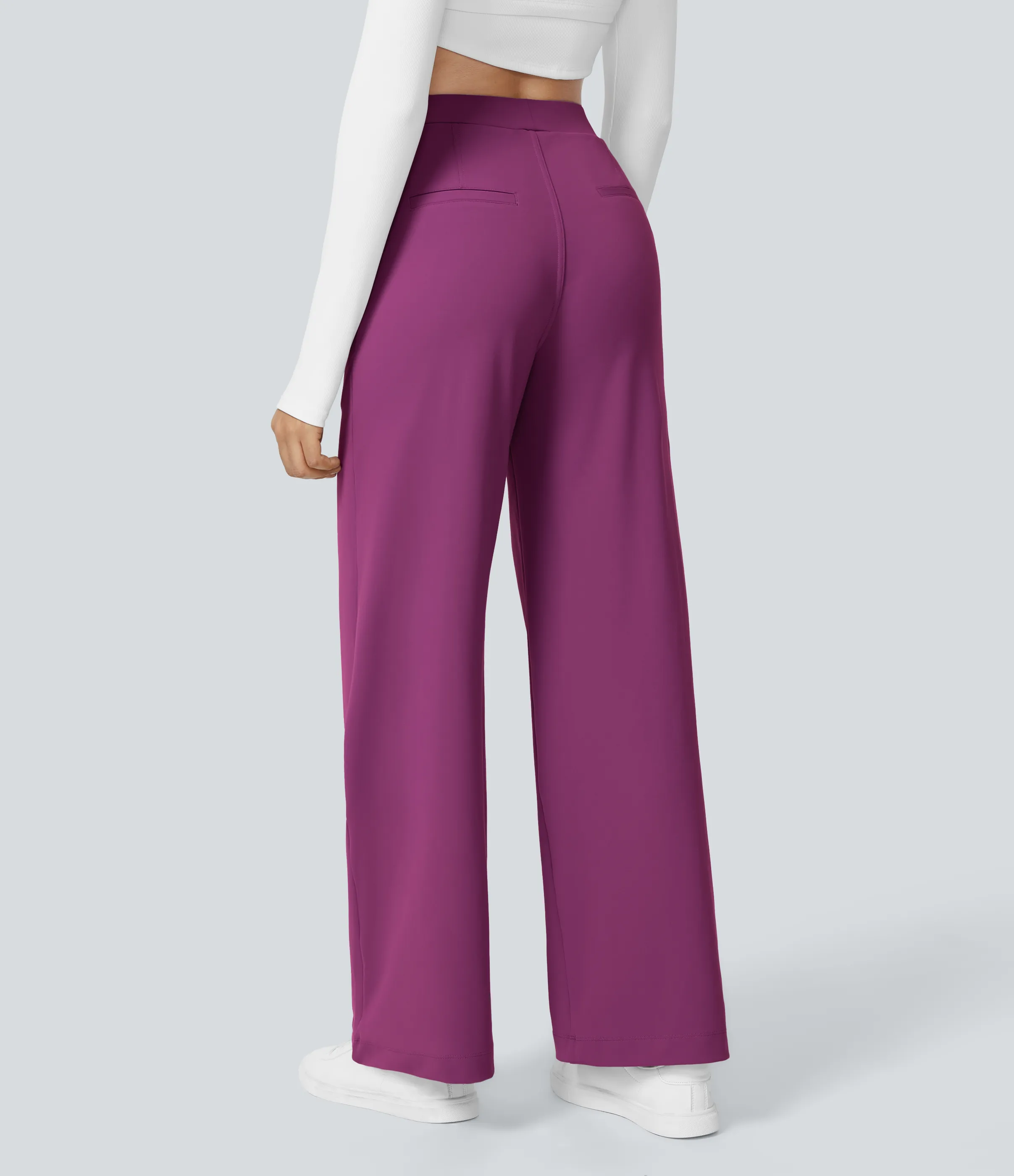 Halara Pantalón oficina pierna recta bolsillo lateral tiro alto pliegue - Deep Orchid - XL(regular) sold by Halara product image thumbnail 2