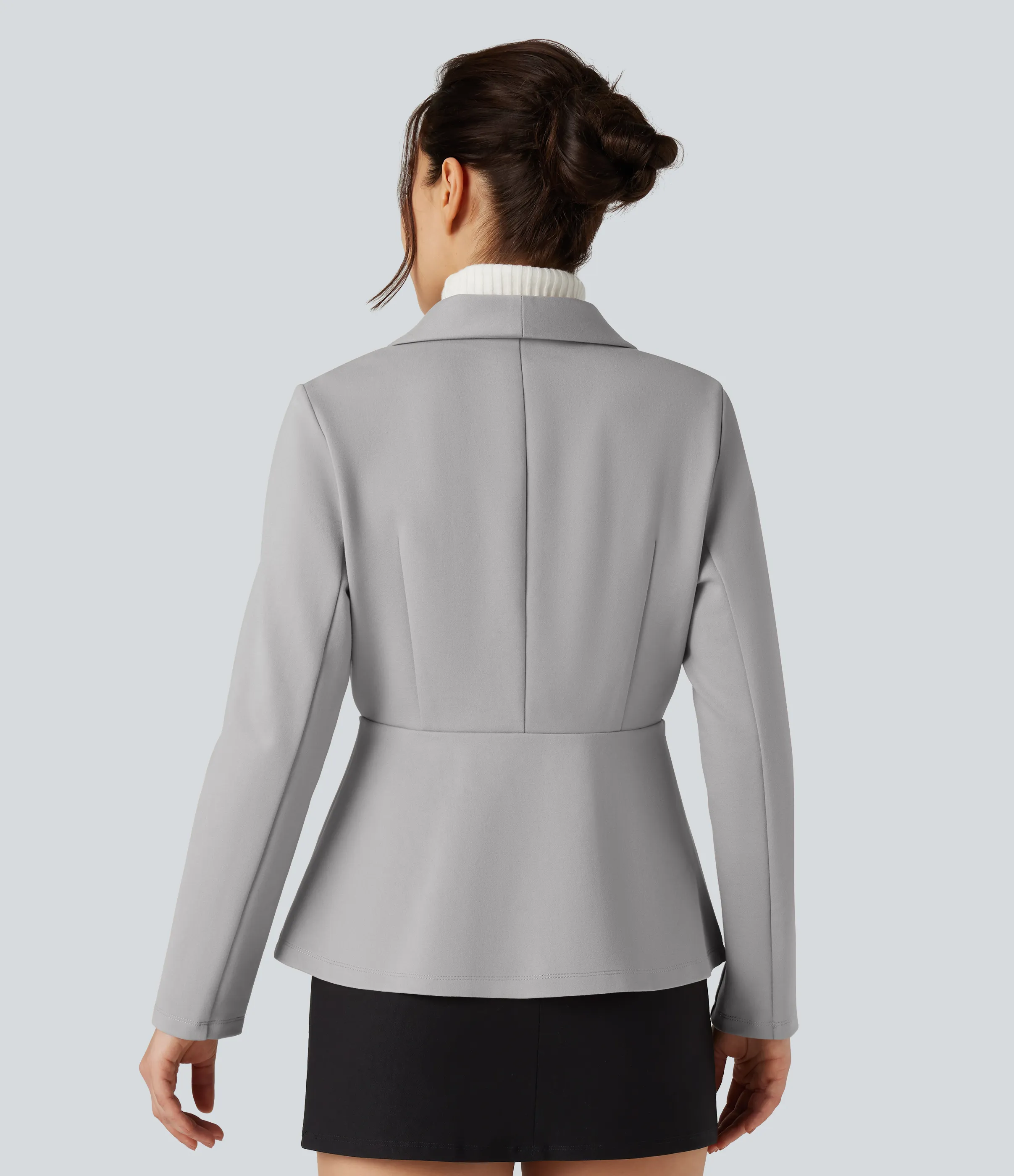 Halara Blazer de oficina de manga larga con cuello tipo chal - Earthy Gray - M sold by Halara product image thumbnail 3