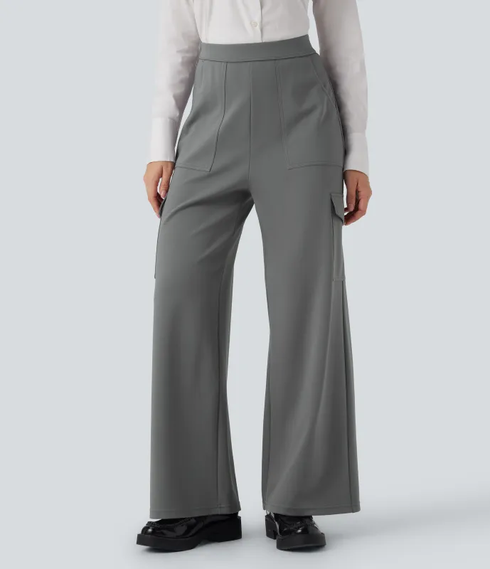 Halara Pantalones de oficina cargo Halara Flex™ de tiro alto y pierna recta con bolsillos - Putty Gray - M(regular) made by Halara