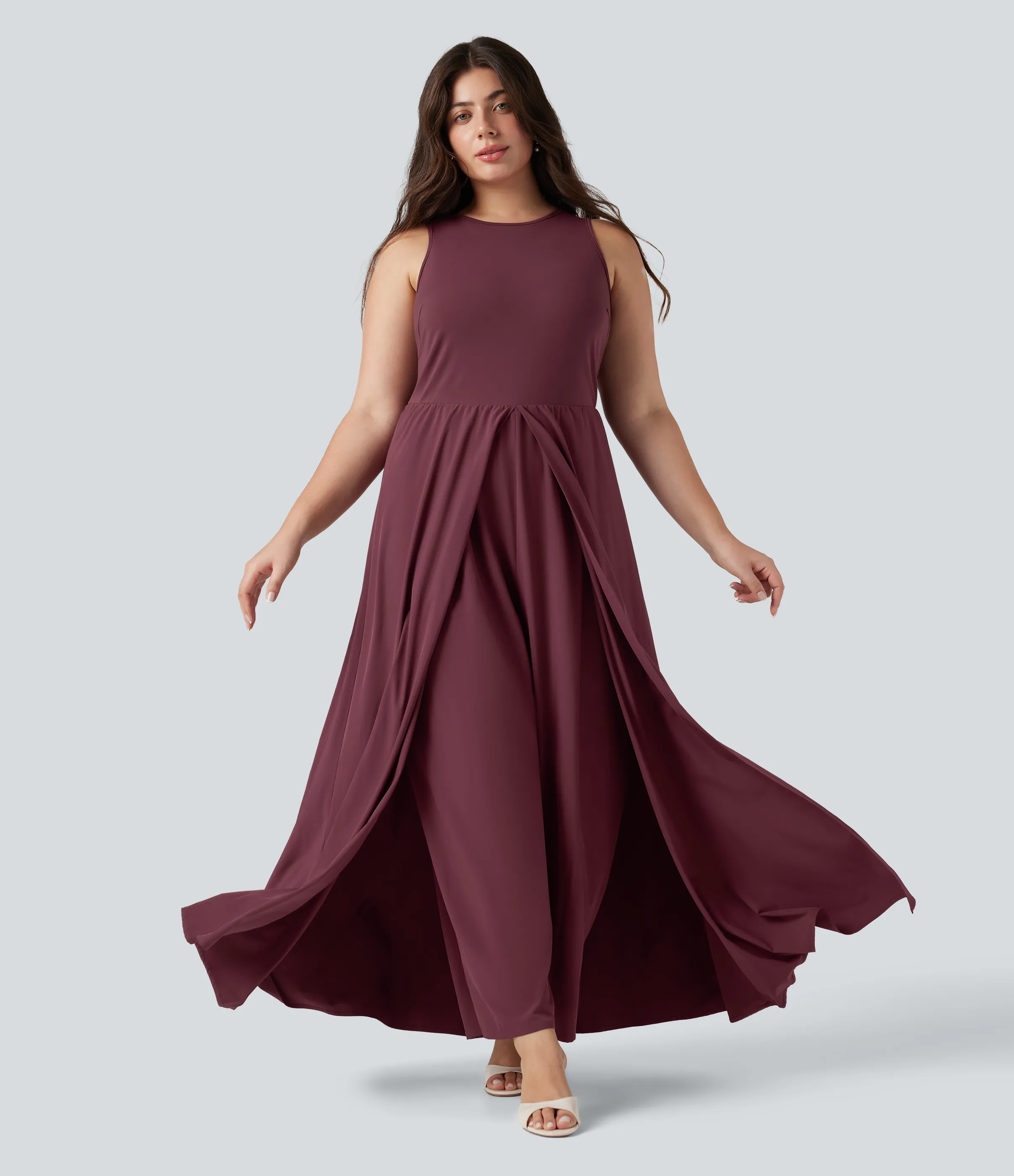 Halara Jumpsuit Breezeful™ sin mangas de secado rápido con bolsillos en talla grande - Amaranth - 2X(regular) sold by Halara product image thumbnail 5