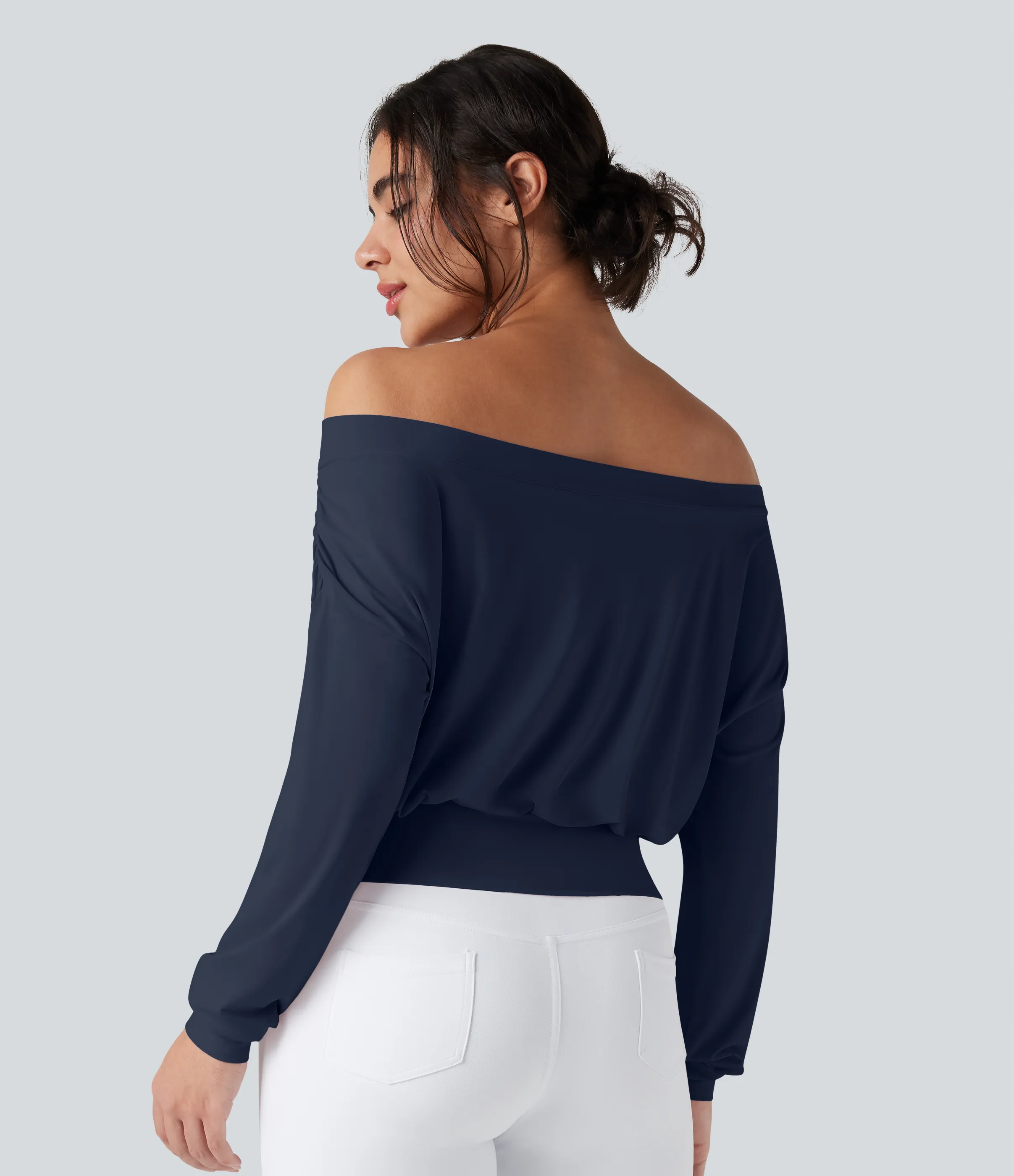 Halara Top deportivo de yoga de secado rápido extragrande con hombros descubiertos y tacto fresco - Mood Indigo - XL sold by Halara product image thumbnail 3