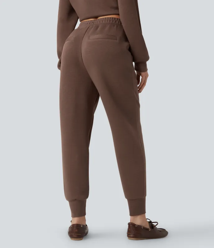 Halara Joggers casuales de tiro alto y corte cónico con bolsillos - Cocoa Brown - XS(regular) sold by Halara