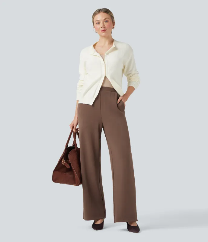 Halara Pantalones de oficina de tiro alto y pierna ancha con bolsillos - Mustang - M(regular) sold by Halara