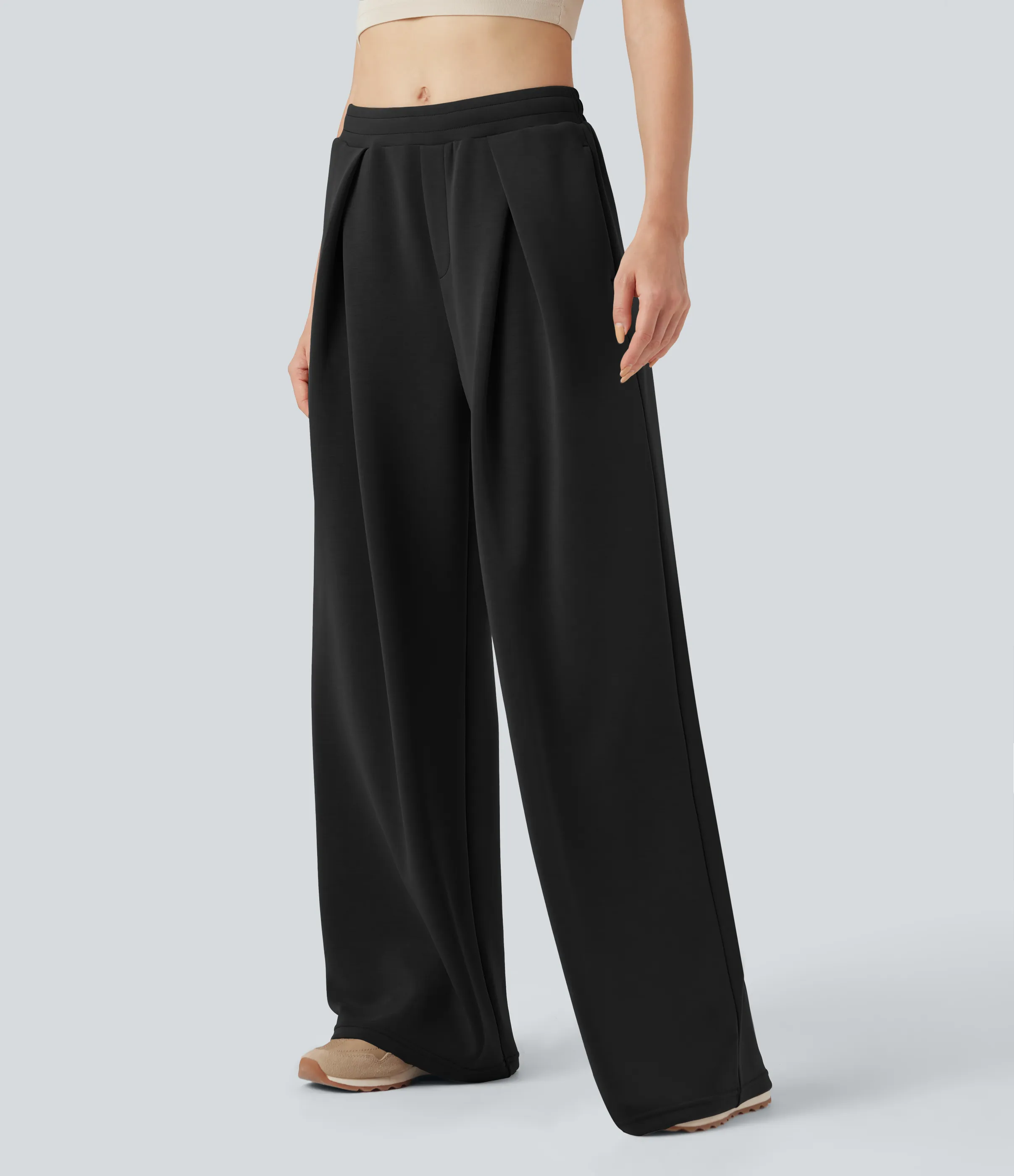 Halara Pantalones holgados casuales de tiro medio con cordón cruzado y bolsillos - Black - XL(regular) sold by Halara product image thumbnail 4