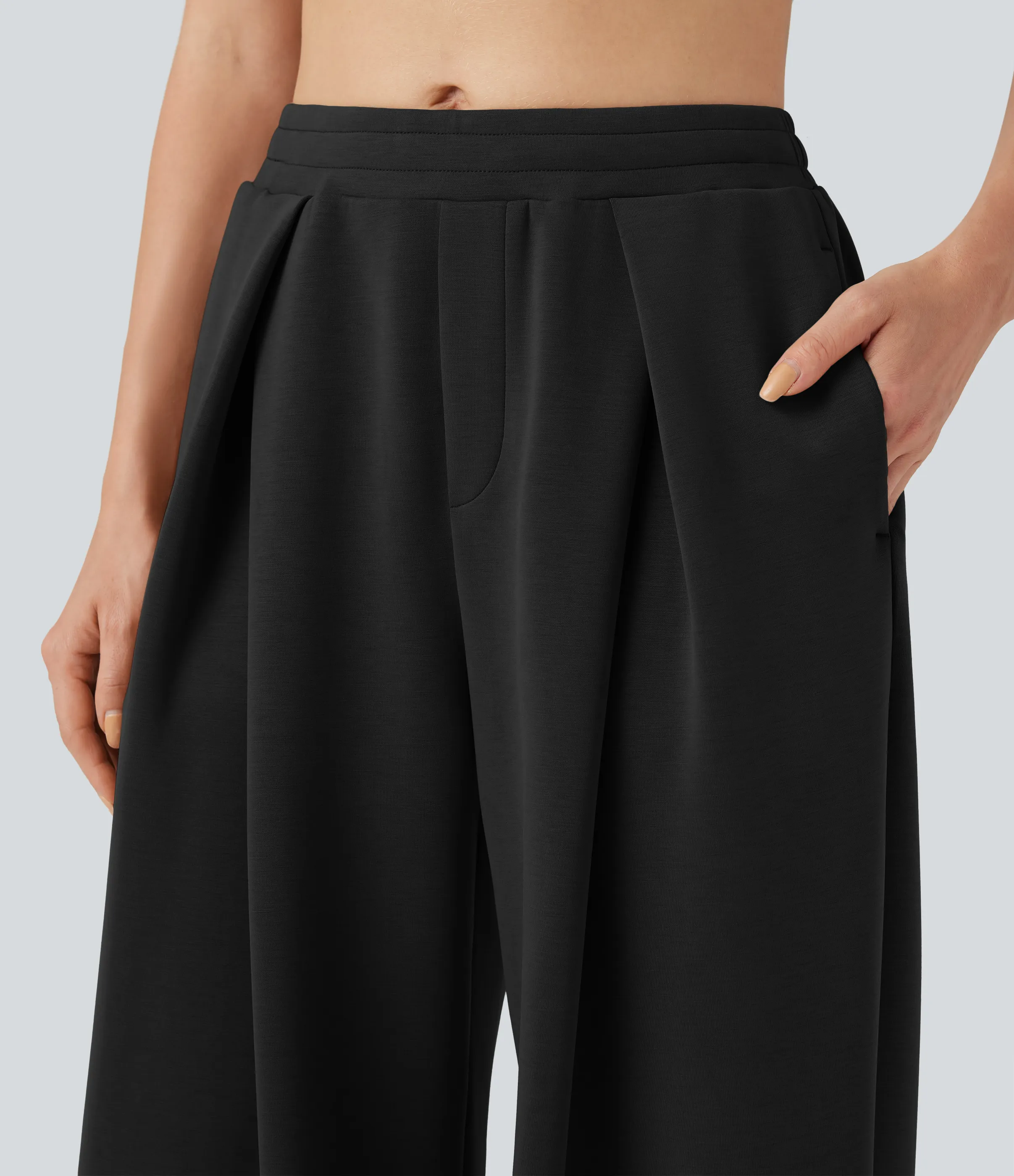 Halara Pantalones holgados casuales de tiro medio con cordón cruzado y bolsillos - Black - XL(regular) sold by Halara product image thumbnail 5