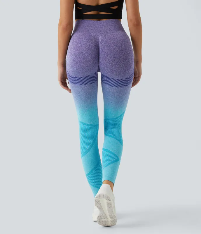Halara Leggings degradados FLOW sin costuras con tiro alto - Blue White Gradient Blue - L sold by Halara
