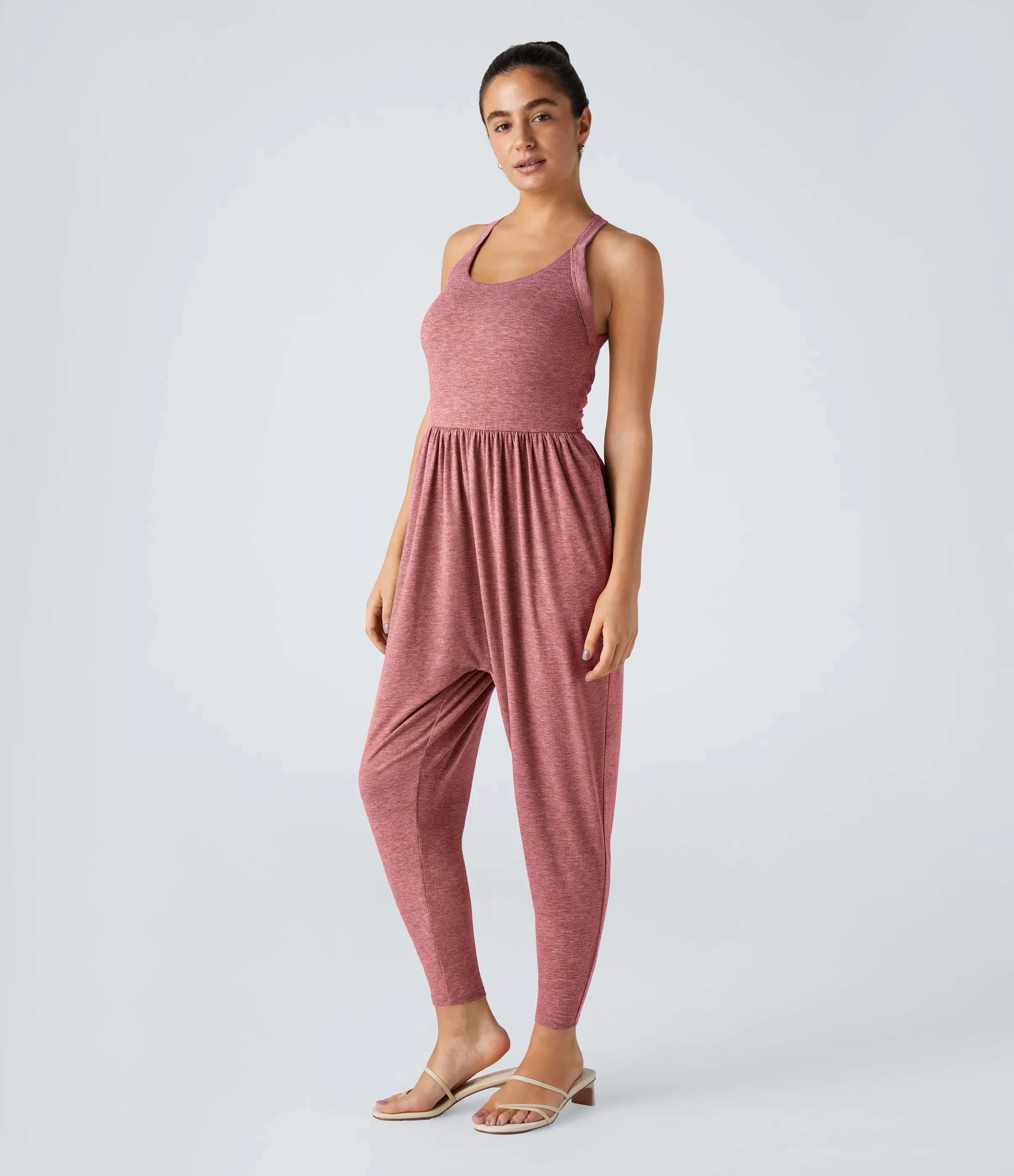 Halara Mono harén bolsillo lateral cuello U torcido sin espalda - Brick Red Mix - S(regular) sold by Halara product image thumbnail 4