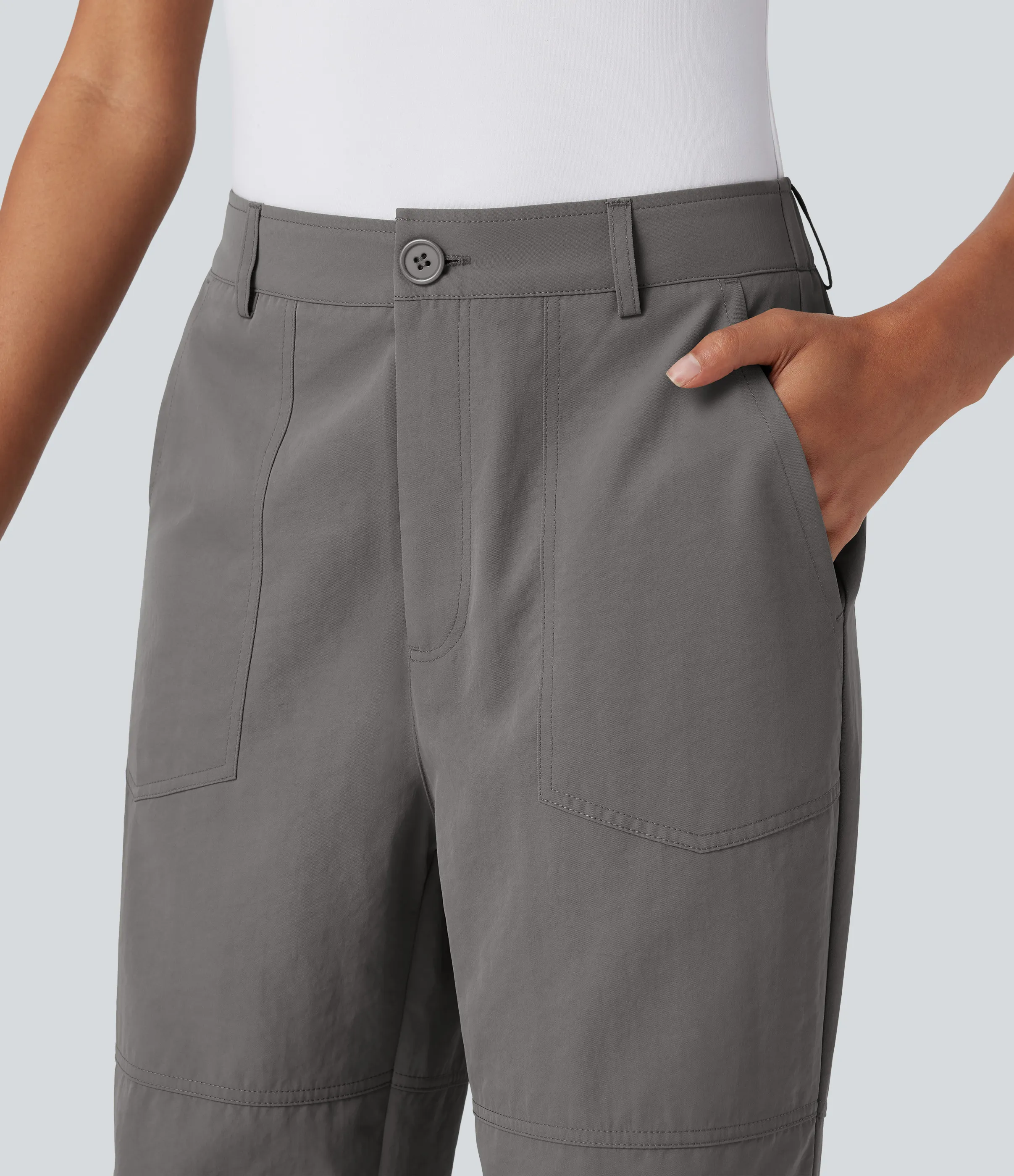 Halara Pantalones cargo casuales de tiro medio con múltiples bolsillos - Brushed Nickel - S(regular) sold by Halara product image thumbnail 5