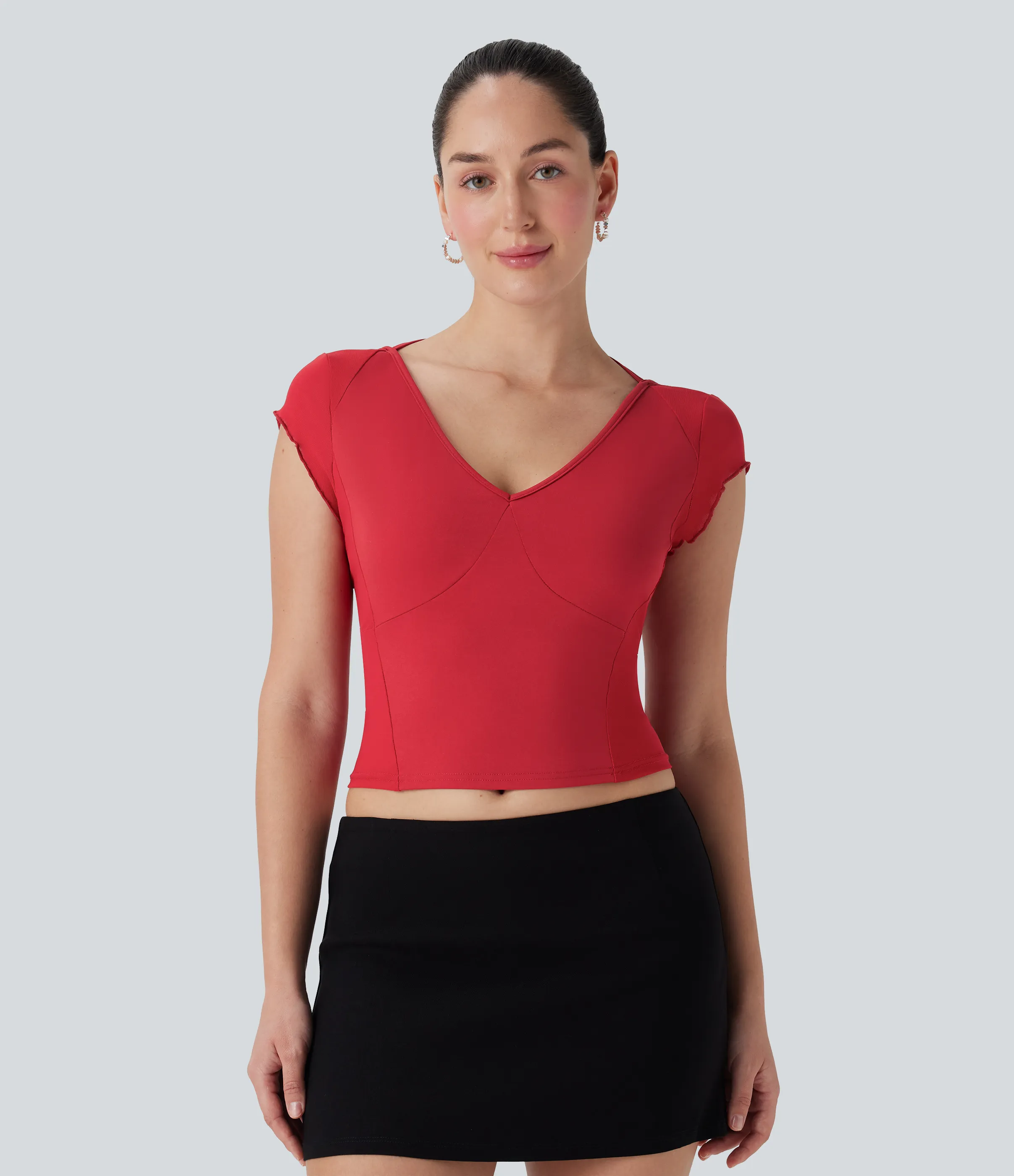 Halara Top de fiesta de malla en contraste con espalda descubierta y lazo - Ribbon Red - XS sold by Halara product image thumbnail 3