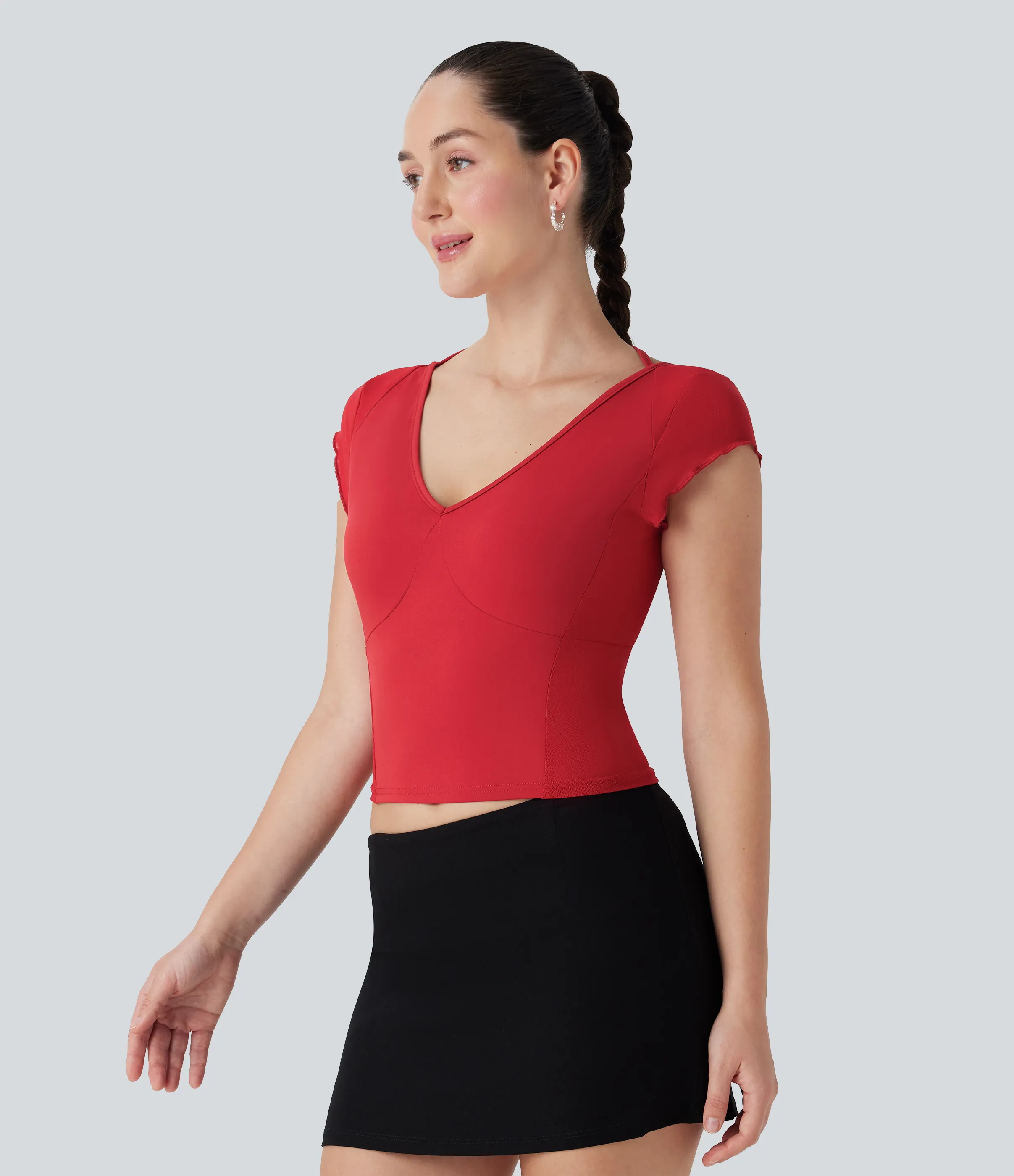 Halara Top de fiesta de malla en contraste con espalda descubierta y lazo - Ribbon Red - XS sold by Halara product image thumbnail 4