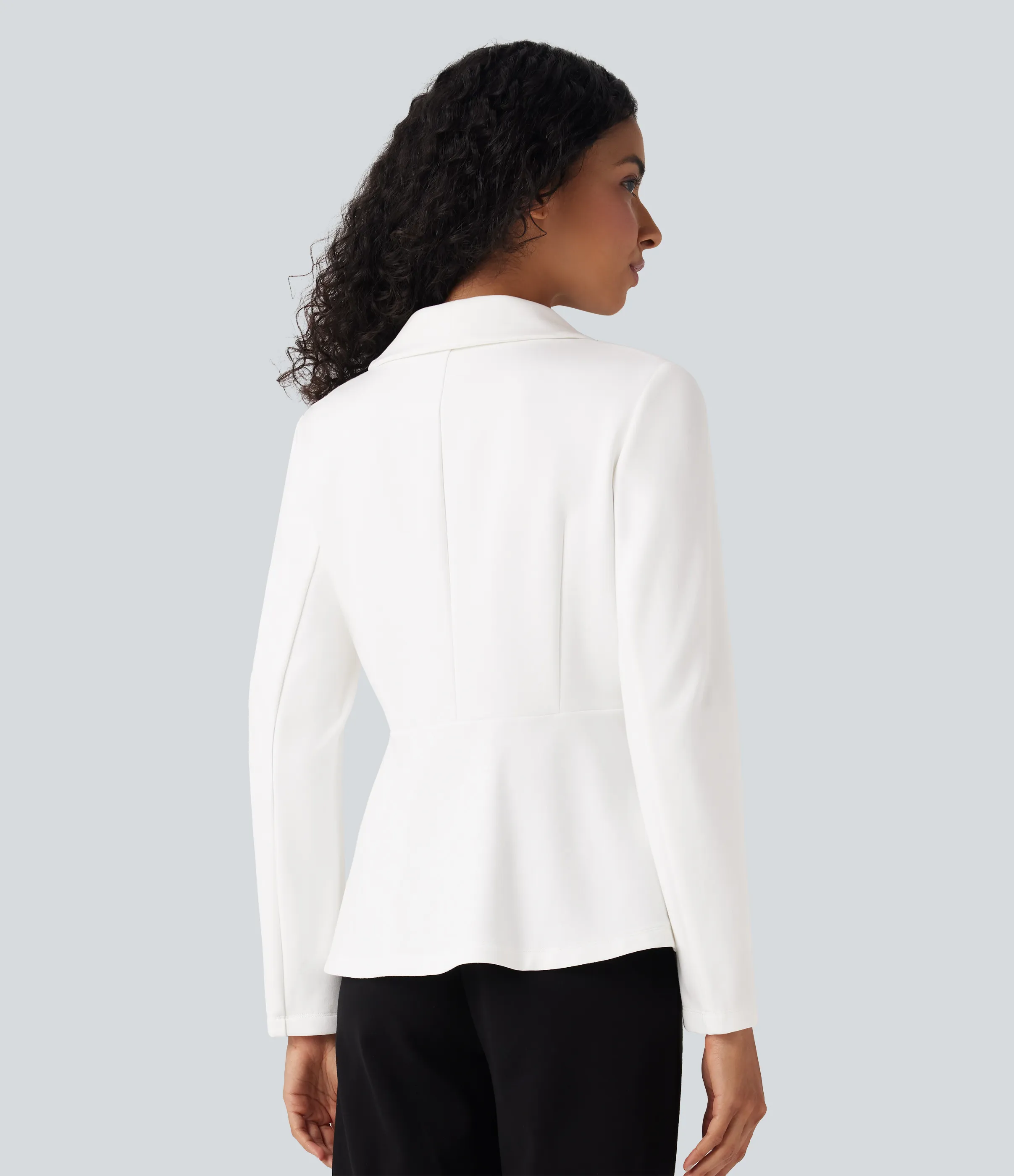 Halara Blazer de oficina de manga larga con cuello tipo chal - White - M sold by Halara product image thumbnail 3