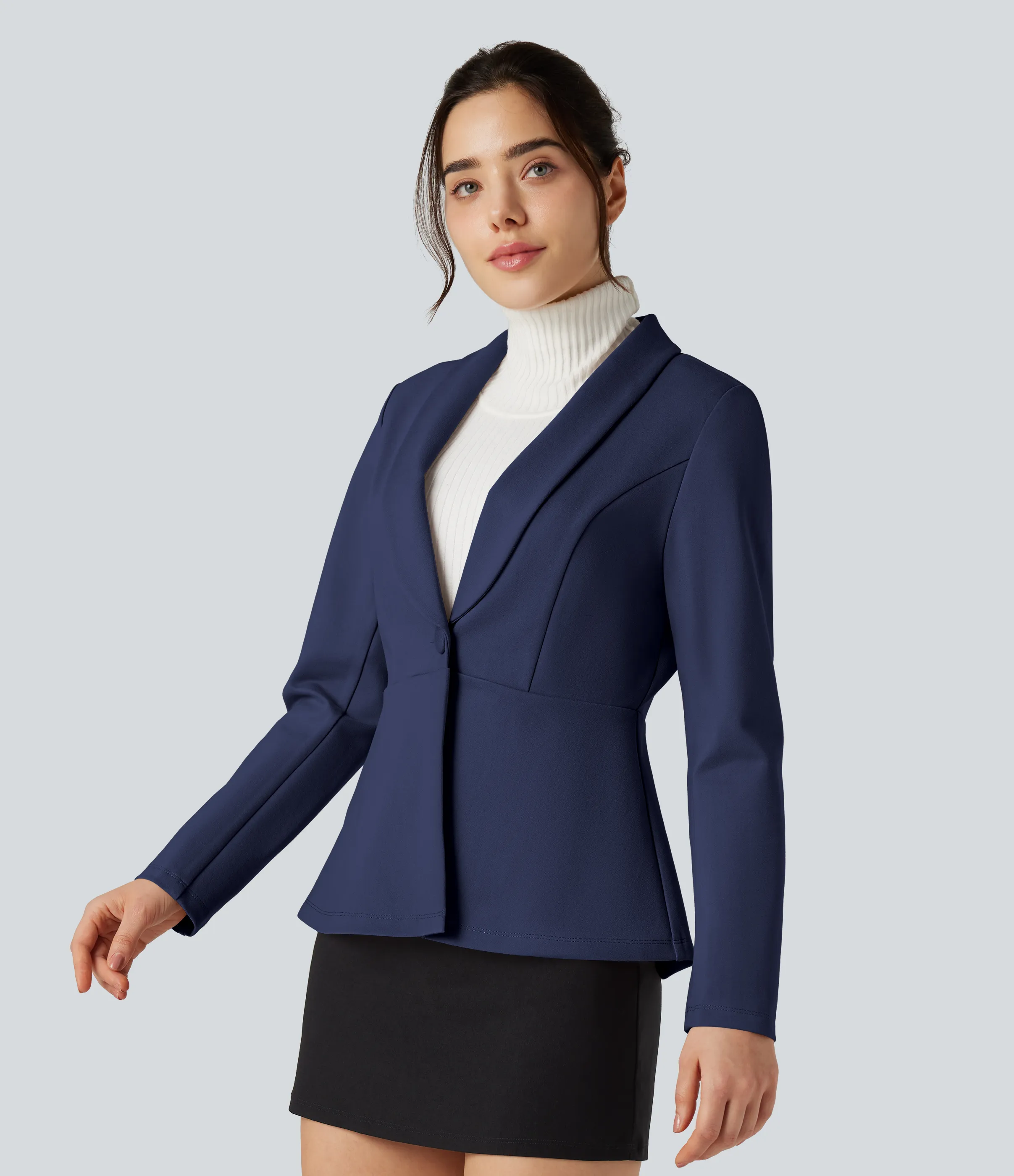 Halara Blazer de oficina de manga larga con cuello tipo chal - Patriot Blue - S sold by Halara product image thumbnail 4
