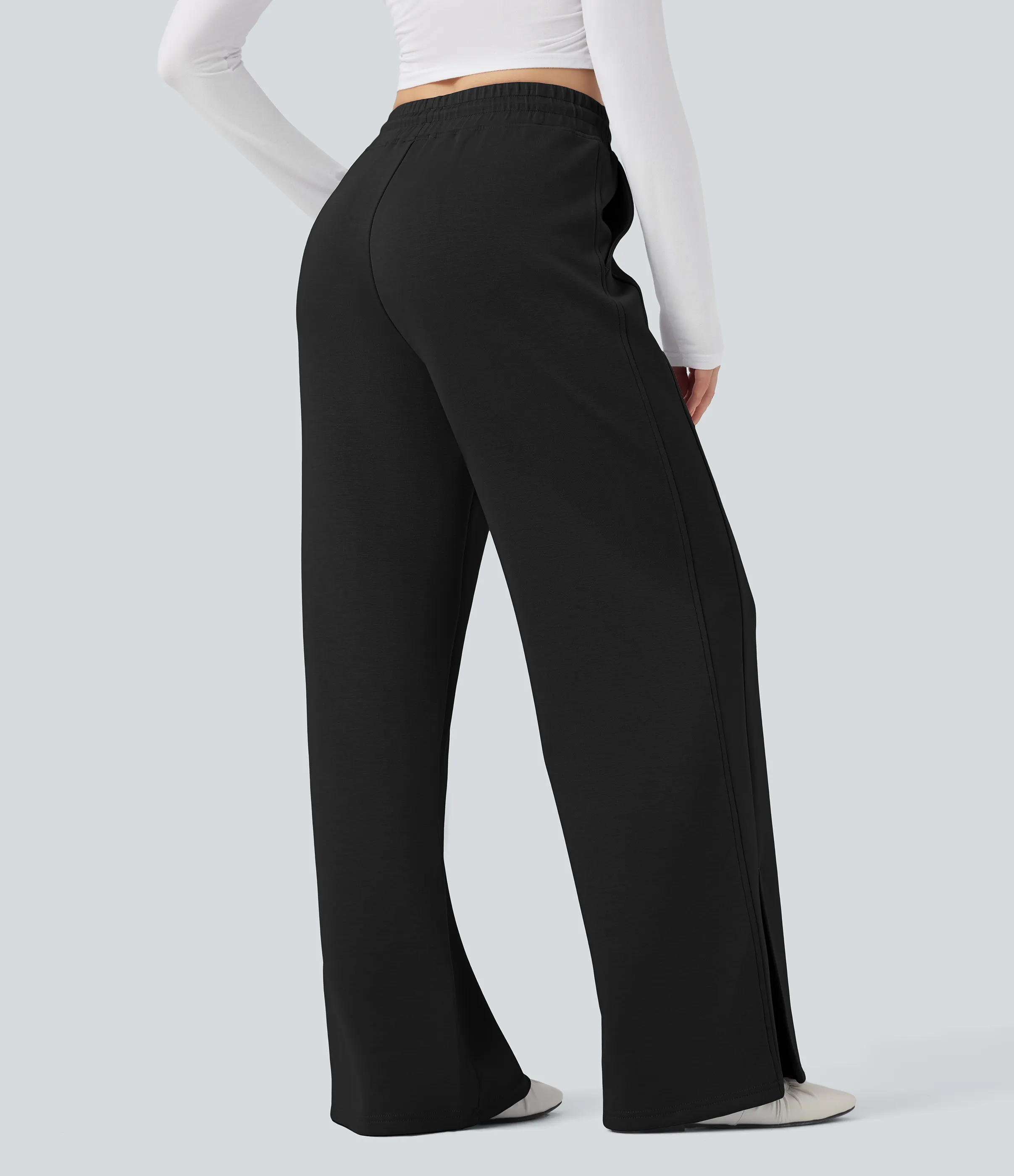Halara Pantalones casuales de tiro alto con cordón y bolsillos - Black - S(regular) sold by Halara product image thumbnail 3