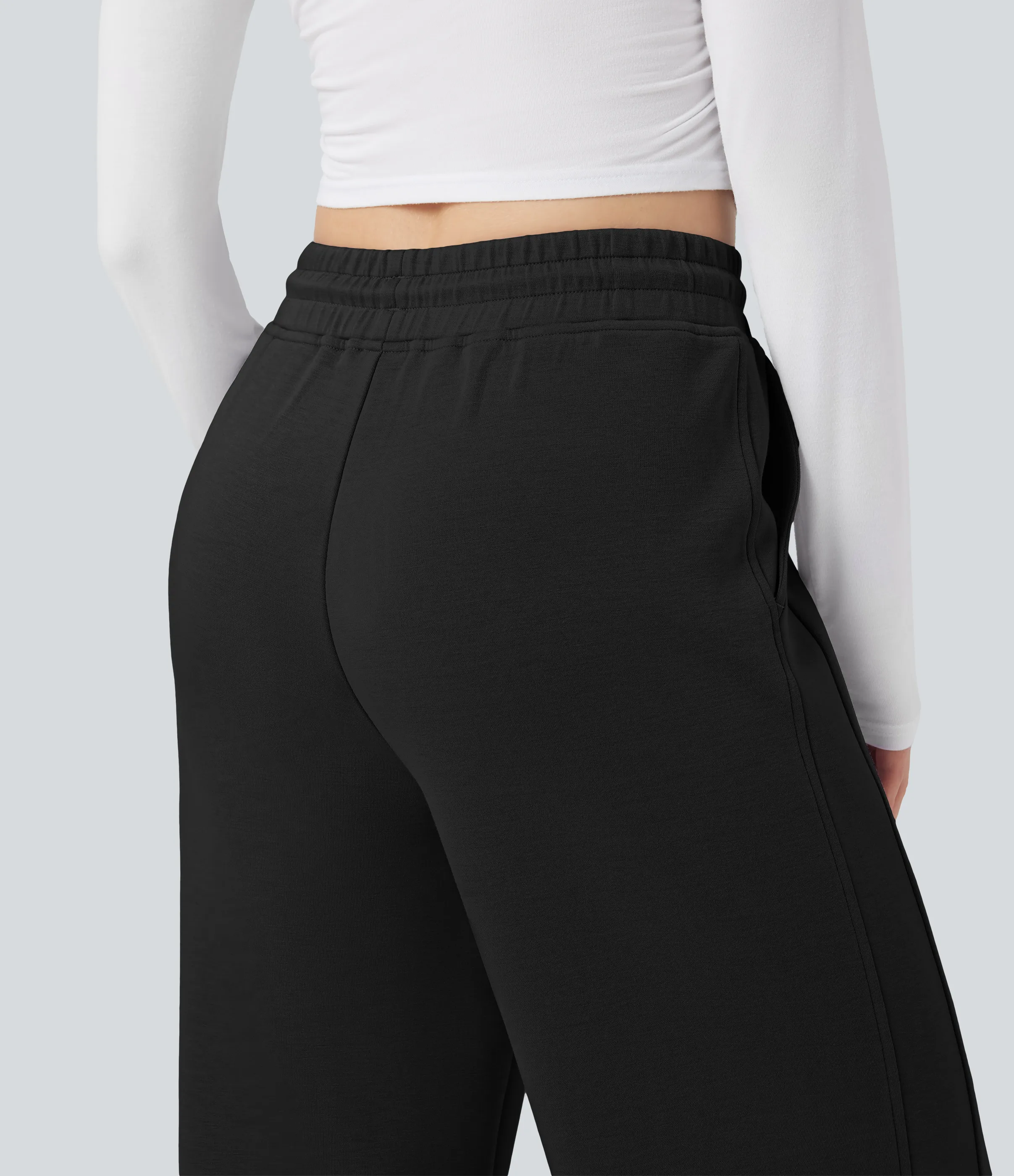 Halara Pantalones casuales de tiro alto con cordón y bolsillos - Black - S(regular) sold by Halara product image thumbnail 5
