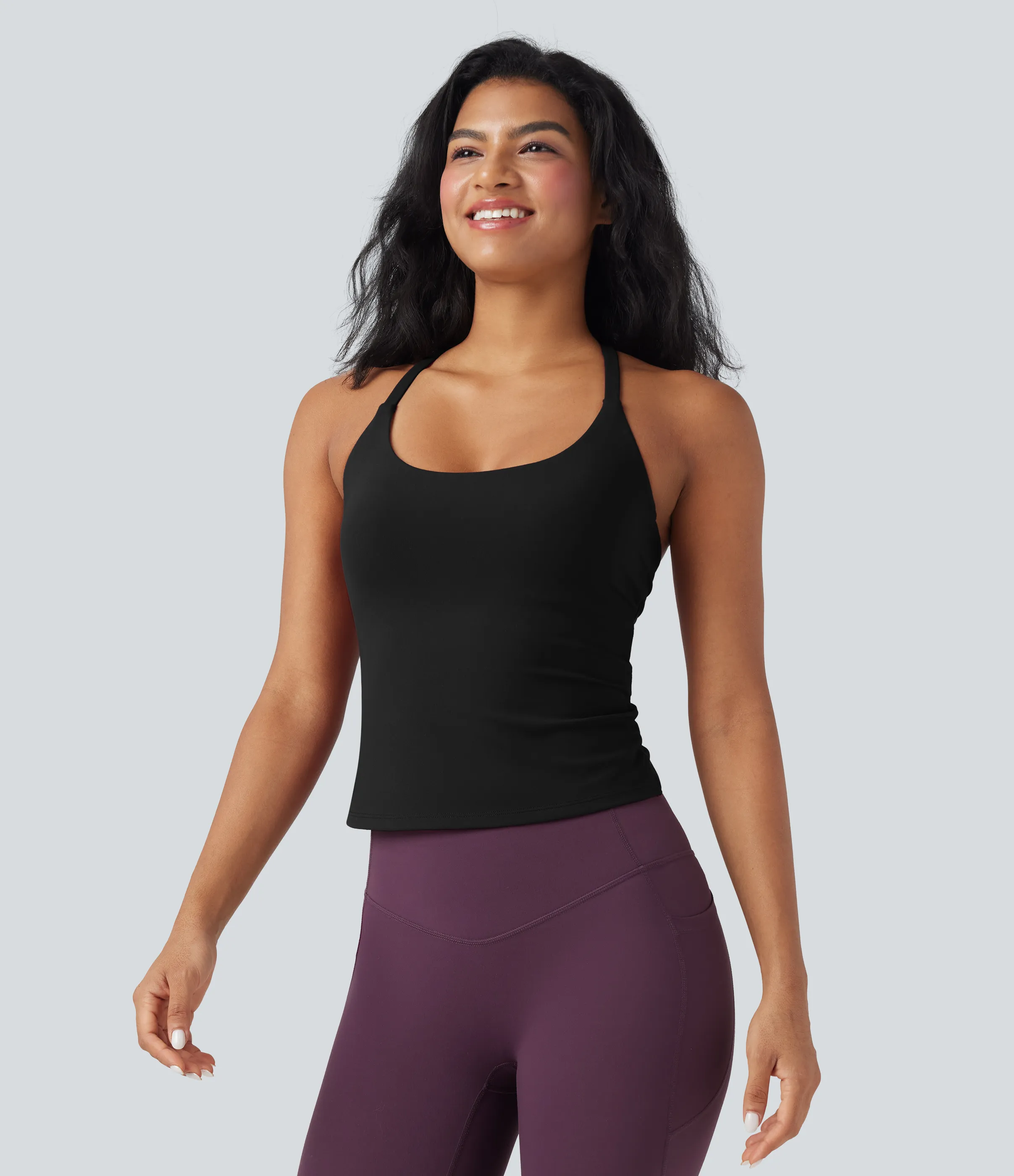 Halara Top de yoga con escote redondo, espalda cruzada y dobladillo cruzado - Black - XL sold by Halara product image thumbnail 4