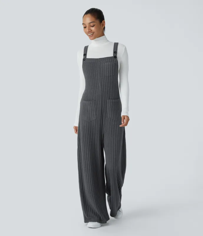 Halara Mono múltiple bolsillo botón tira ajustable acanalado - Mottled Dark Gray - XL(regular) sold by Halara