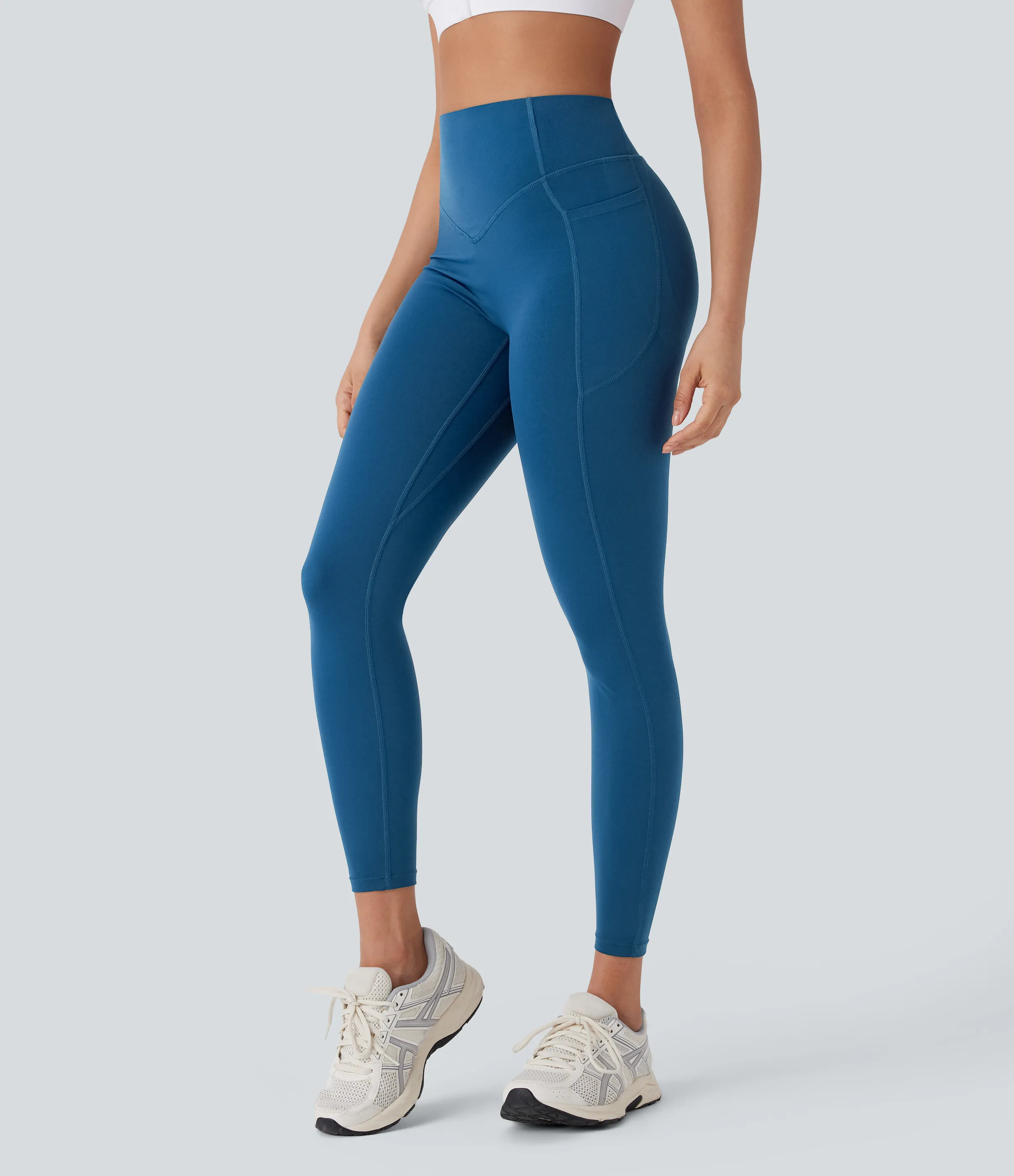Halara Leggings Halara UltraSculpt™ SoCinched yoga moldeador tiro alto bolsillo lateral fruncido realce glúteo control abdomen - Vallarta Blue - S(7/8) sold by Halara product image thumbnail 4