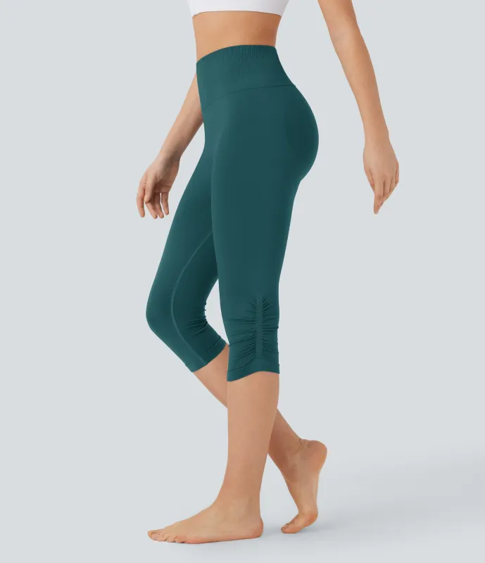 Halara Leggings de yoga capri de tiro alto sin costuras - Deep Teal - M sold by Halara