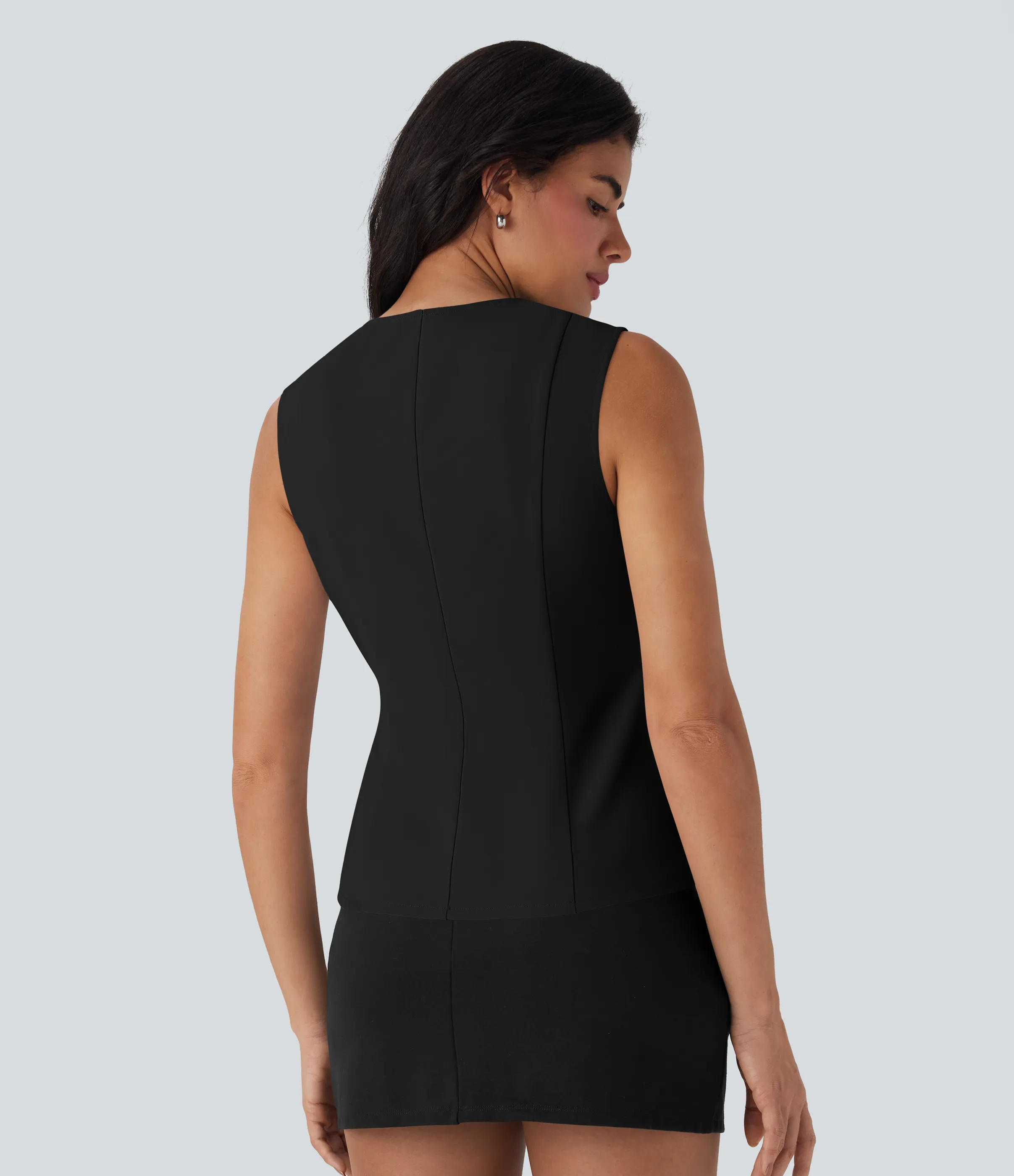 Halara Chaleco de oficina cruzado con cuello en V y cordones - Black - XS sold by Halara product image thumbnail 3