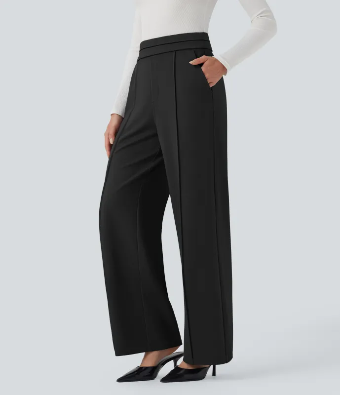 Halara Pantalones de oficina de tiro alto con pierna recta y bolsillos - Black - L(regular) sold by Halara