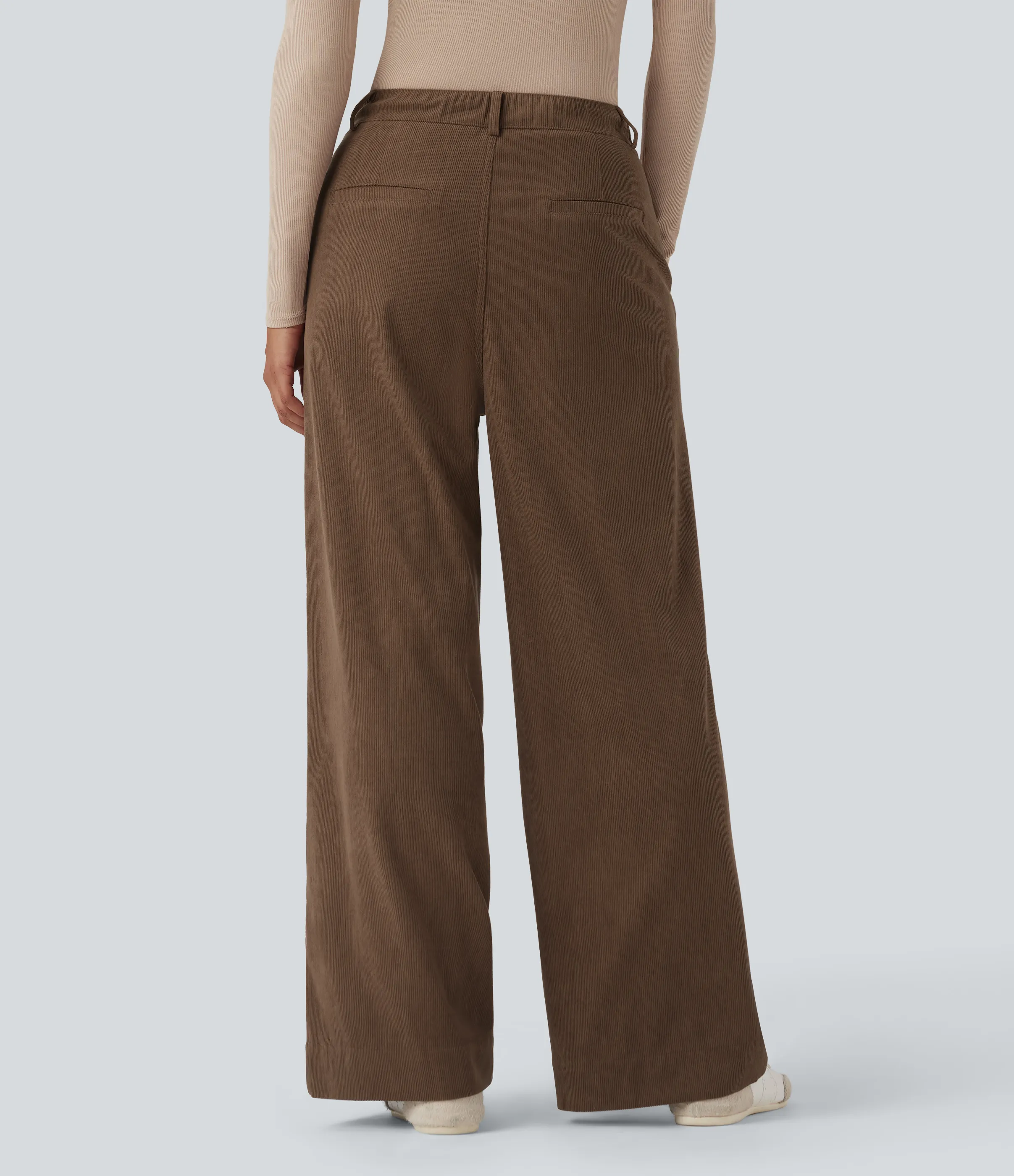 Halara Pantalones casuales rectos de pana de tiro alto con bolsillos - Camellia Brown - XS(regular) sold by Halara product image thumbnail 3