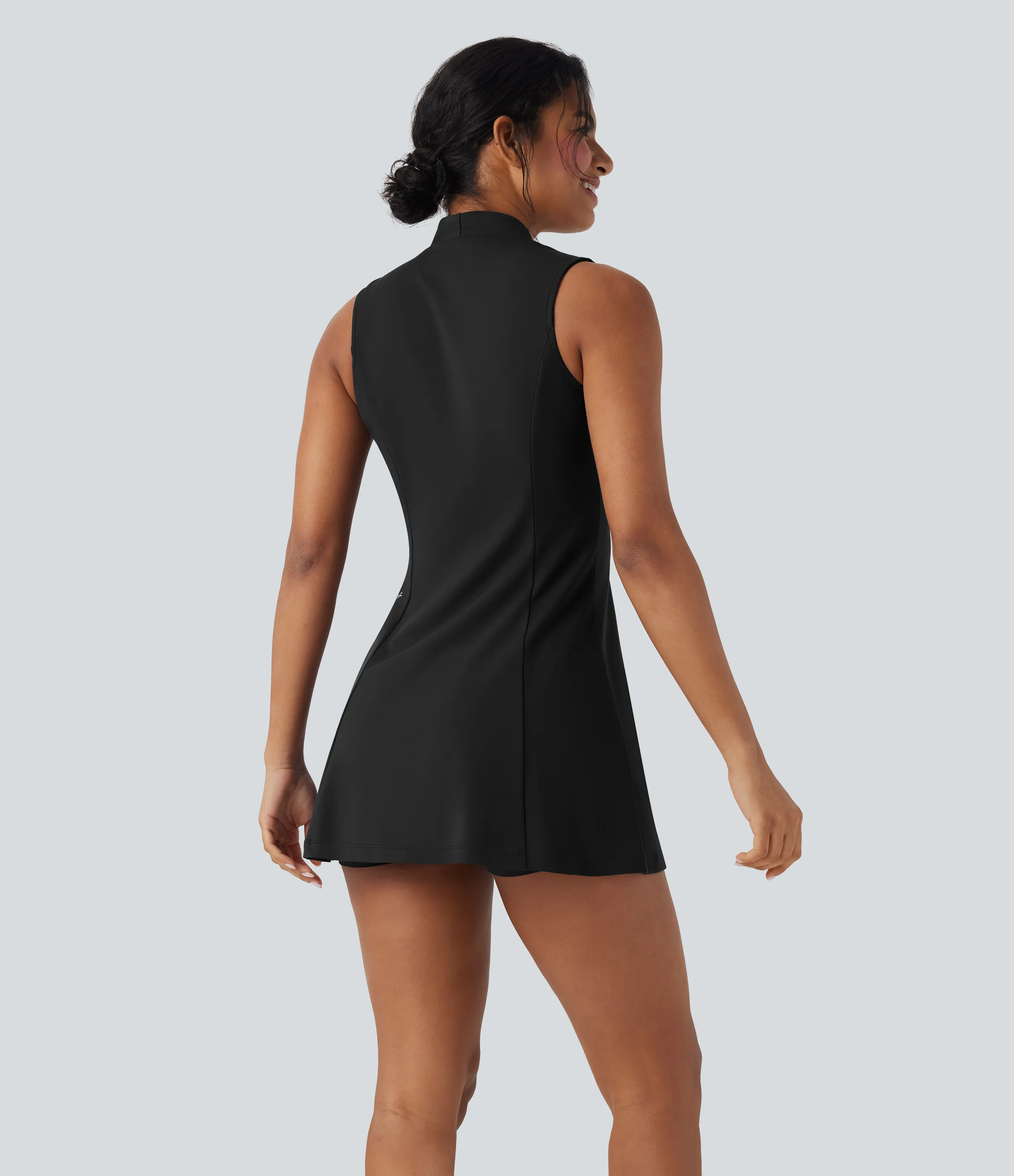 Halara Vestido deportivo SoftlyZero™ de minigolf de dos piezas sin mangas con cuello en V y bolsillos - Black - M sold by Halara product image thumbnail 3