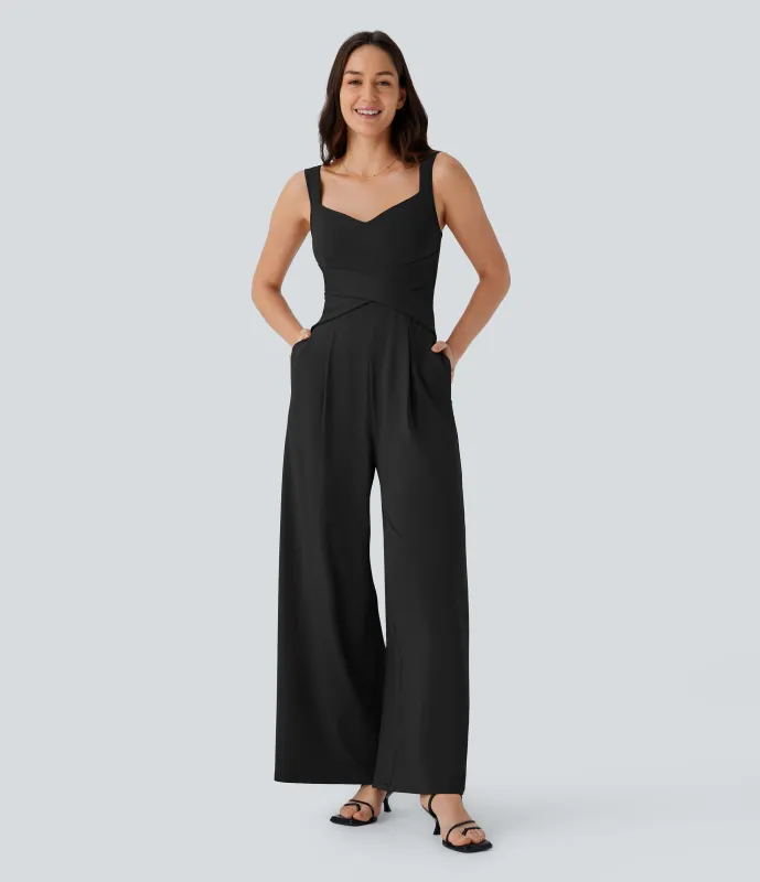 Halara Jumpsuit casual sin mangas con espalda en U y bolsillos - Black - L(petite) sold by Halara