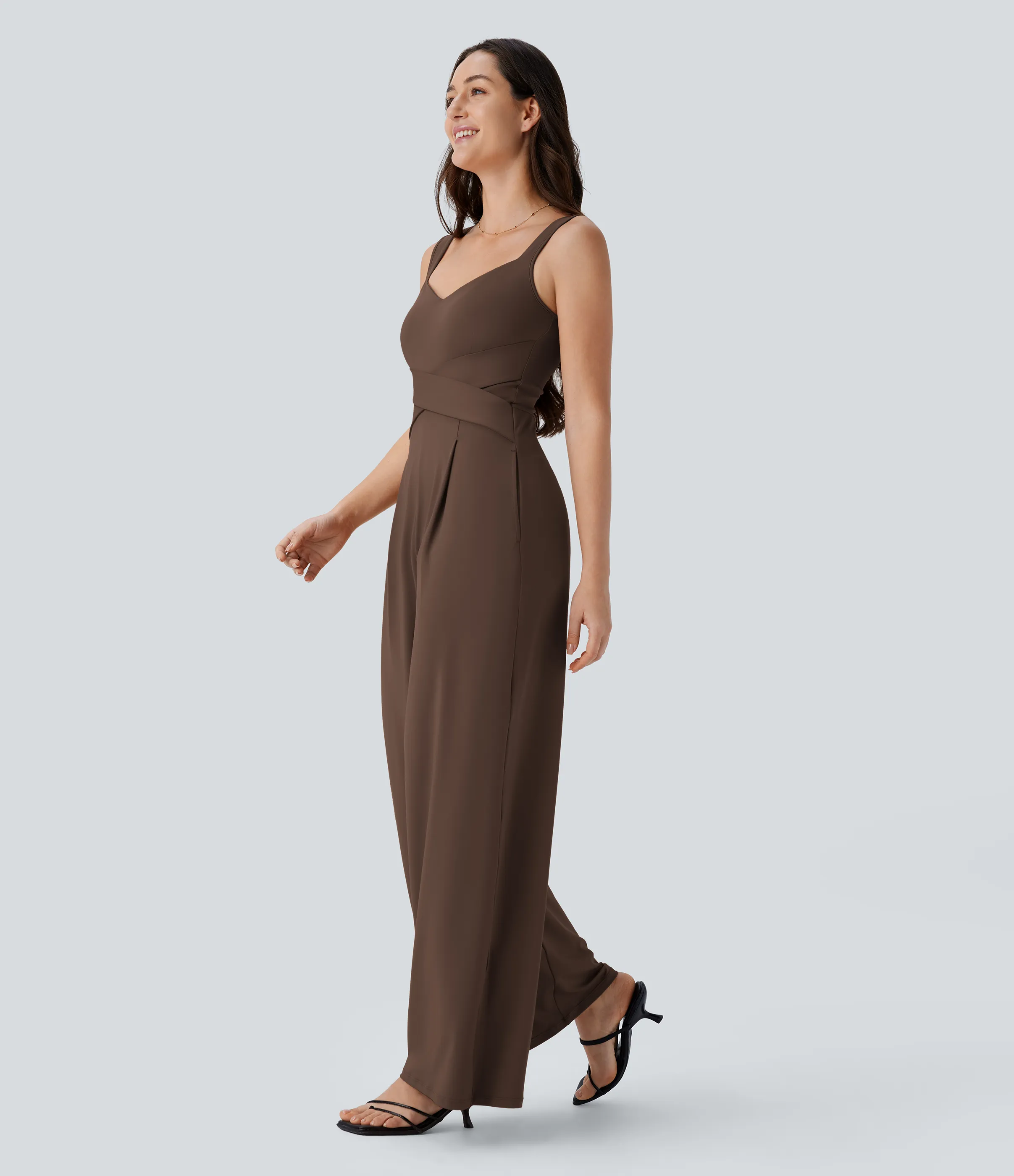 Halara Jumpsuit casual sin mangas con espalda en U y bolsillos - Chestnut - L(regular) sold by Halara product image thumbnail 4