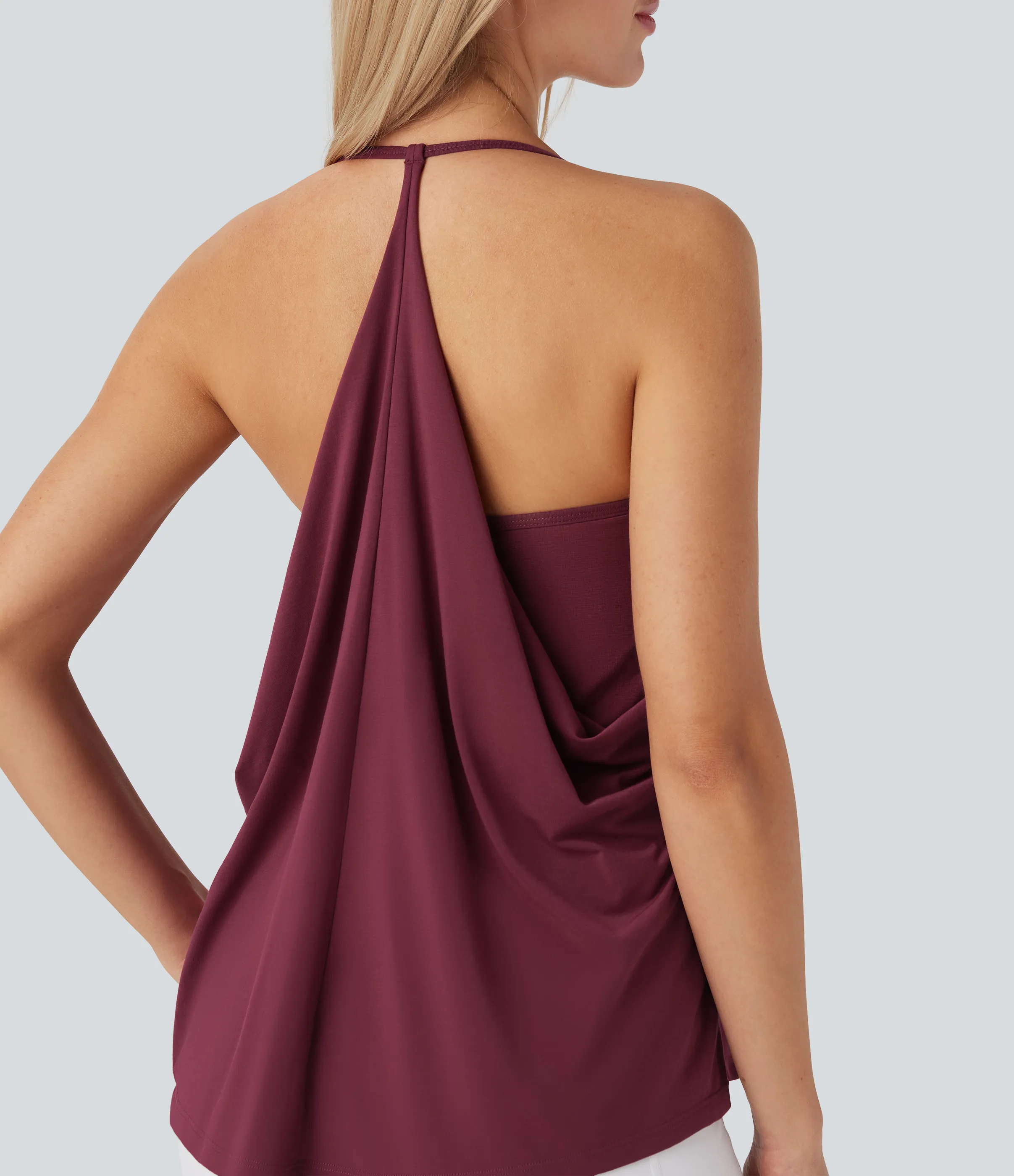 Halara Top Softlyzero™ Airy deportivo yoga cuello halter sin espalda tacto fresco - UPF 50+ - Cordovan - XL sold by Halara product image thumbnail 5