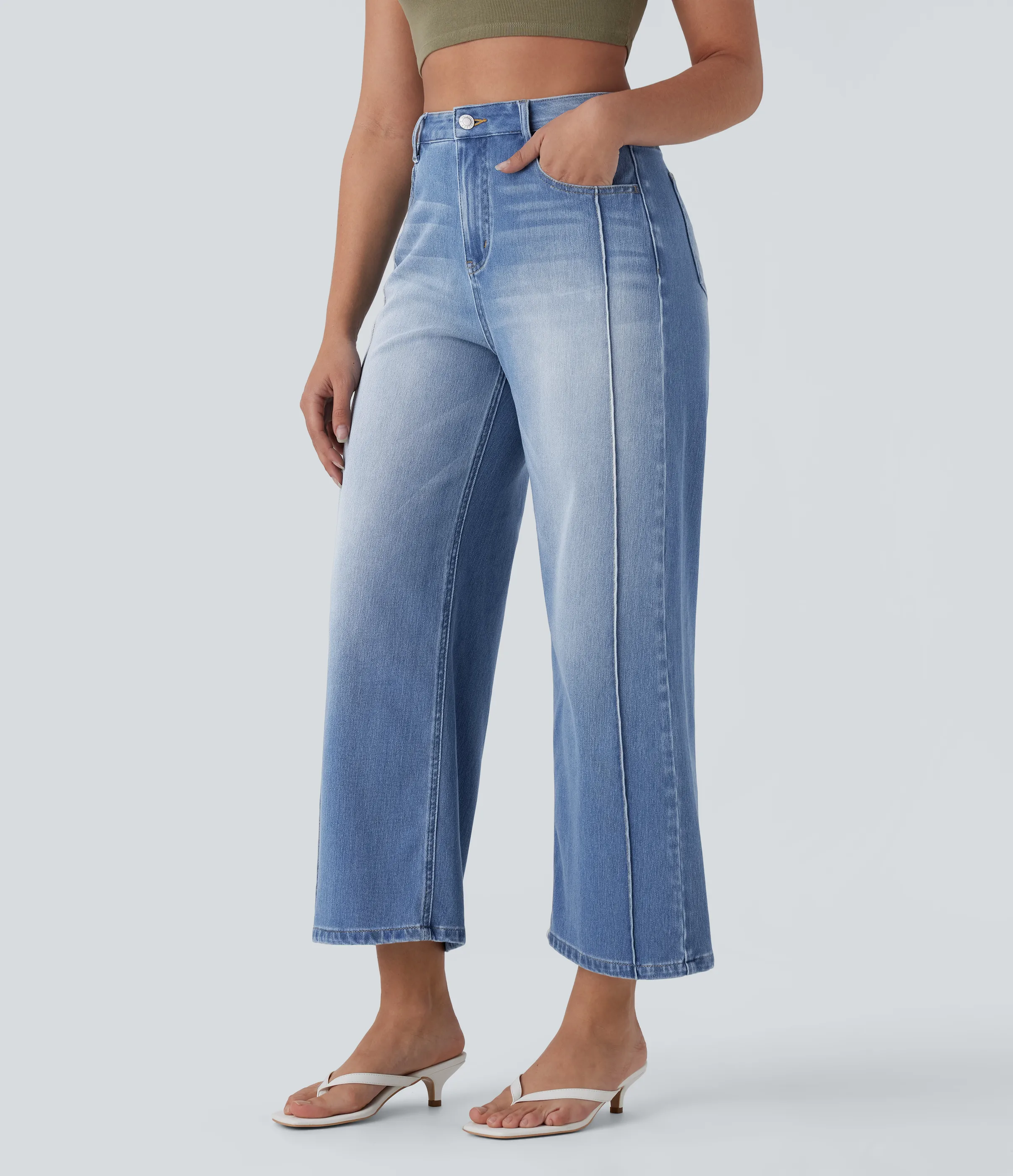 Halara Jeans Halara Flex™ Denim Baggy holgado elástico lavado múltiple bolsillo tiro alto - Sea Blue Denim - XL(regular) sold by Halara product image thumbnail 4