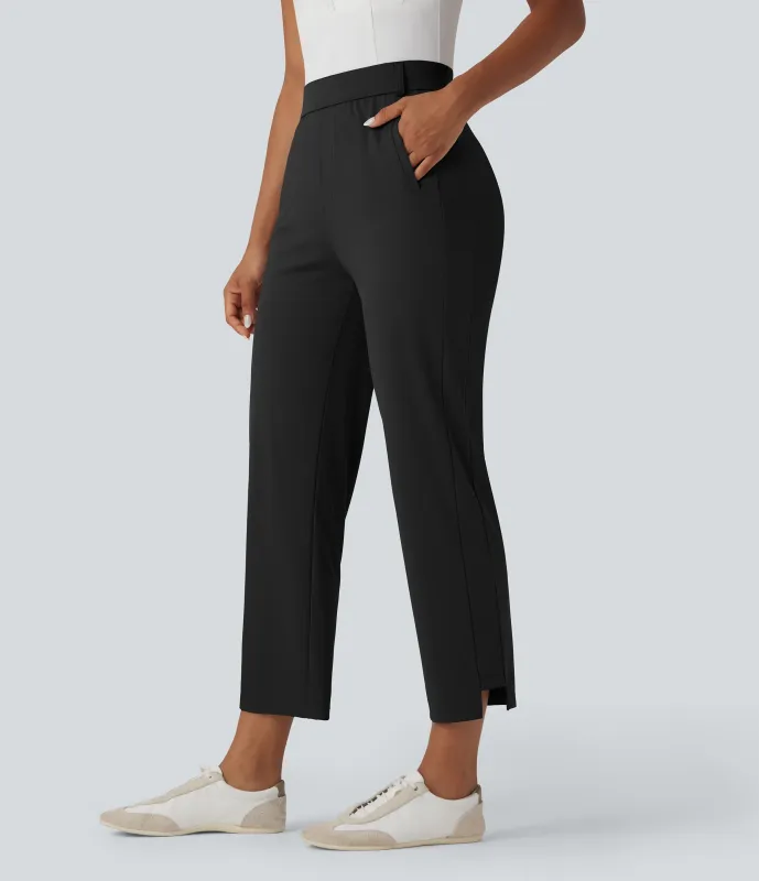 Halara Pantalones de golf tobilleros de tiro alto de secado rápido con bolsillos y protección solar UPF 40+ - Black - M(regular) sold by Halara