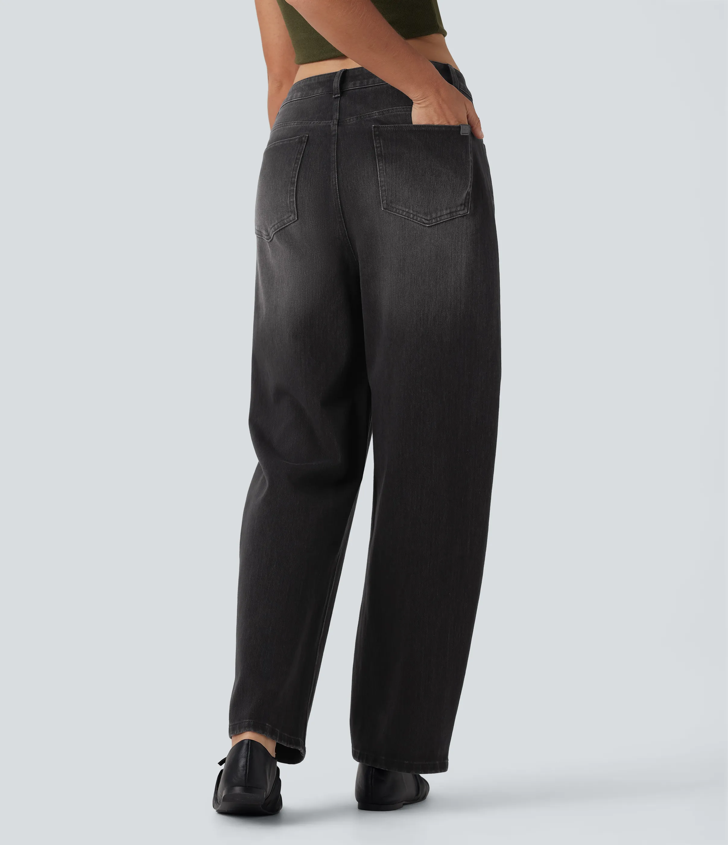 Halara Jeans anchos Halara Flex™ de tiro alto casuales tipo desgastados con bolsillos - Phantom Denim - S(regular) sold by Halara product image thumbnail 3