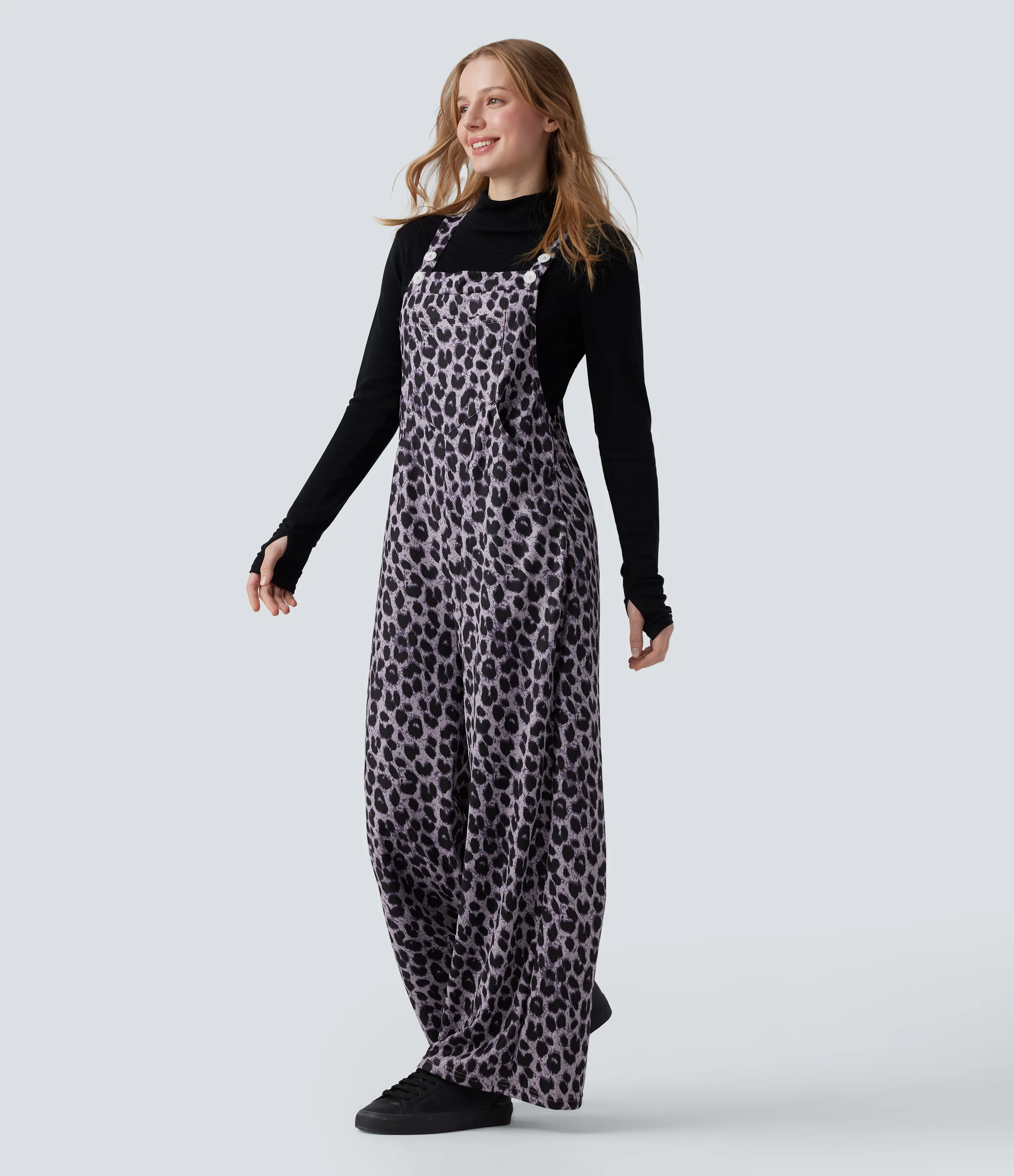 Halara Jumpsuit casual con estampado de leopardo y bolsillos - Snow Leopard - M(regular) sold by Halara product image thumbnail 4