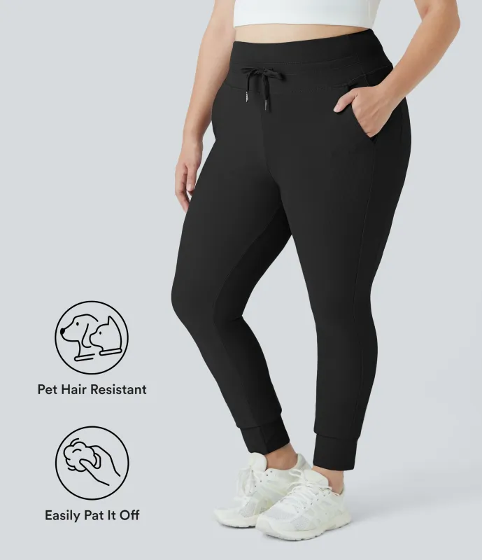 Halara Joggers Patitoff™ Flow liso tiro alto bolsillo lateral cordón resistente pelo mascota - Black - 3X made by Halara