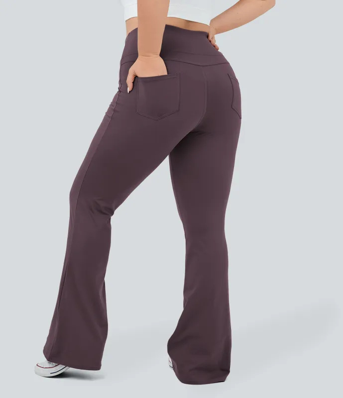 Halara Leggings yoga acampanado bolsillo trasero tiro alto talla grande - Dusky Evening purple - 1X(regular) sold by Halara