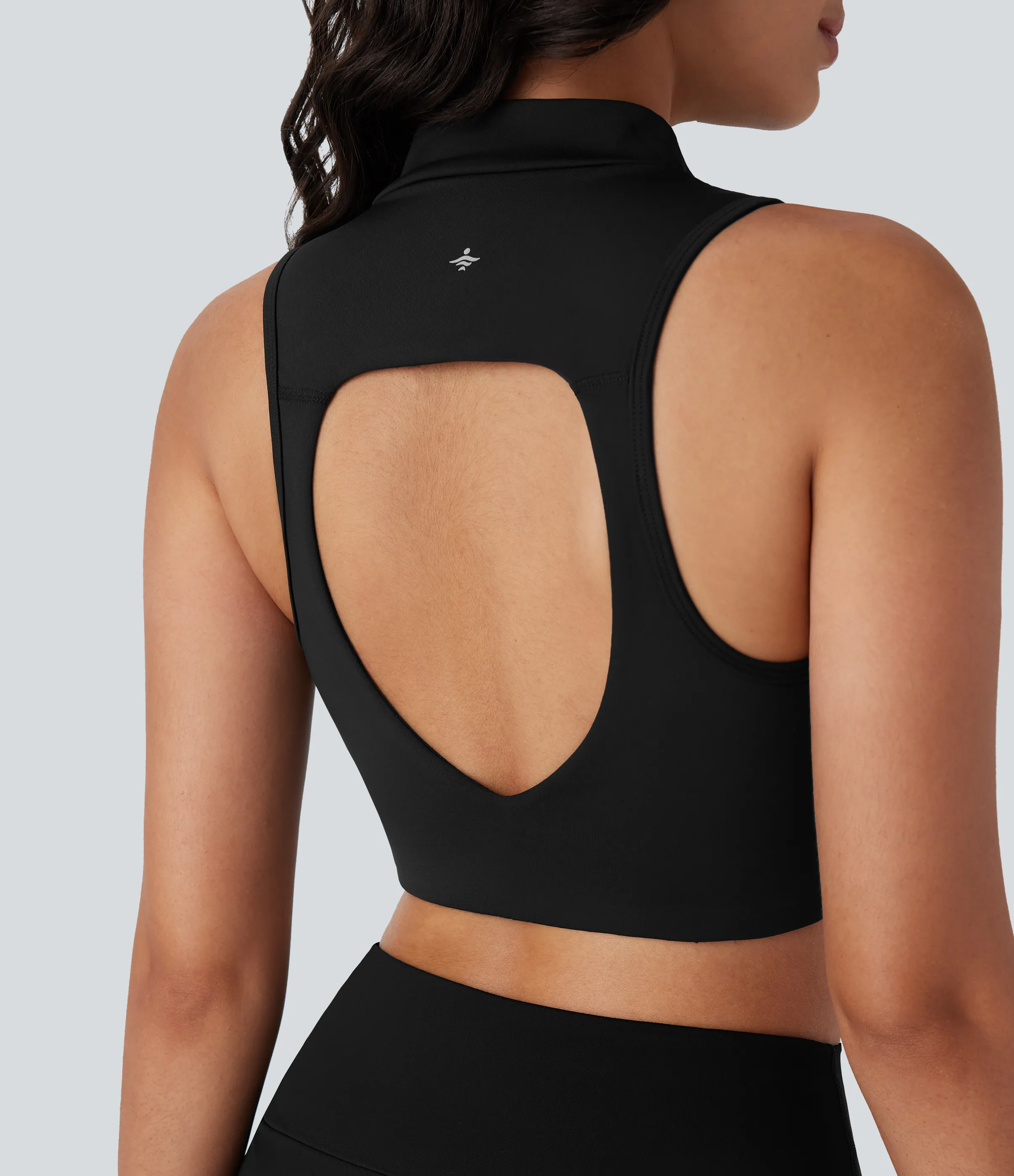 Halara Camiseta Softlyzero™ QuickDry sin mangas tenis ajustada cuello alto sin espalda corte secado rápido - Black - M sold by Halara