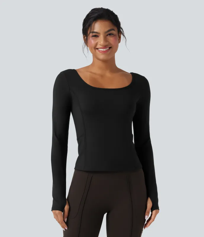 Halara Camiseta deportiva de senderismo SoftlyZero™ de manga larga con abertura para el pulgar y bolsillos - Black - M sold by Halara